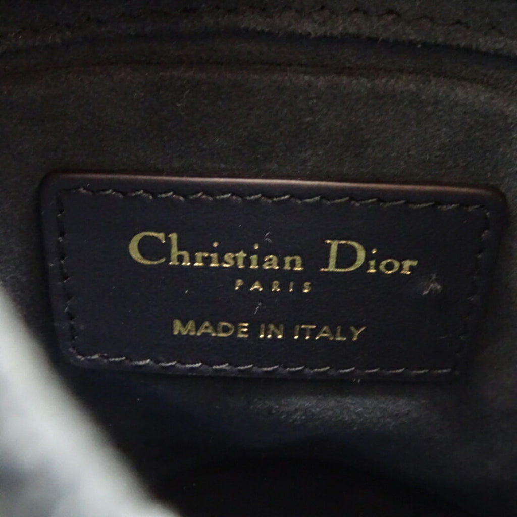 Christian Dior Navy White Leather Shoulder Bag (Pre-Owned)