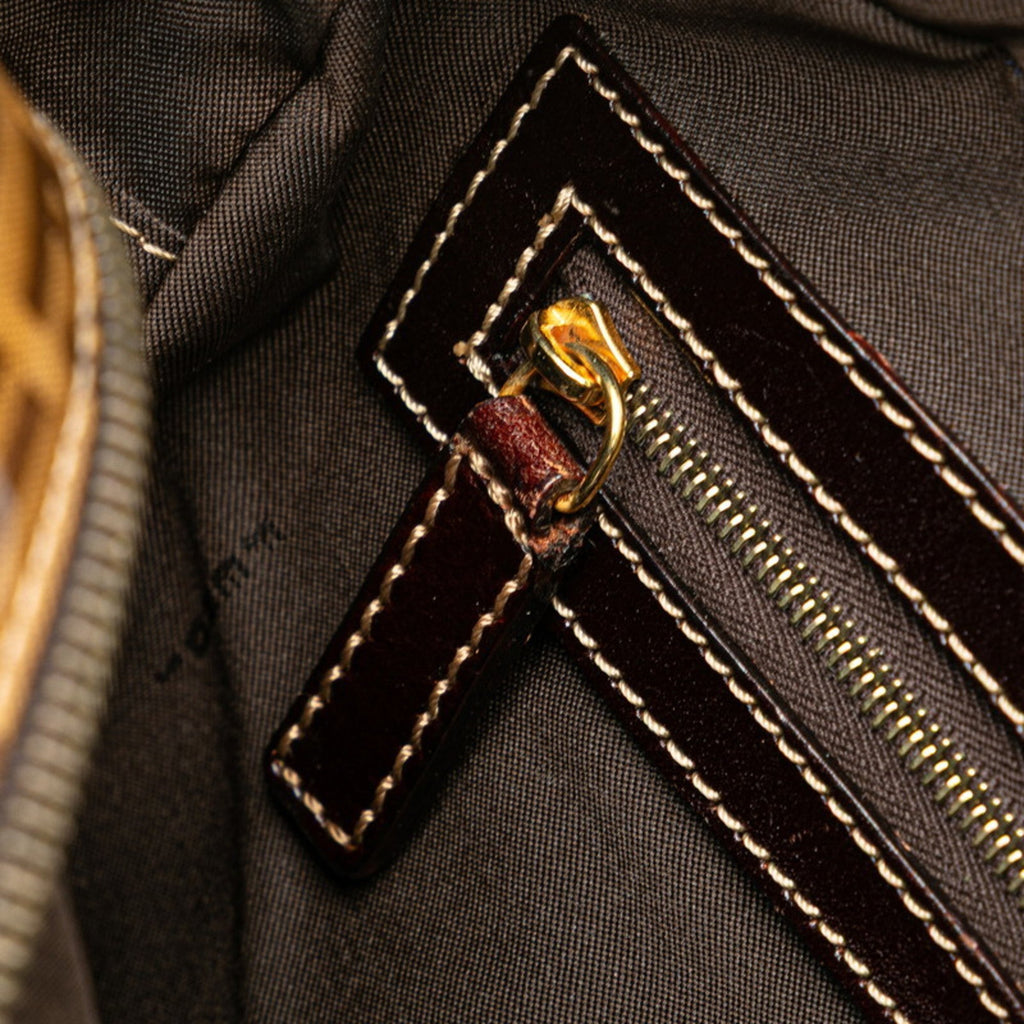 Fendi Brown Leather Canvas Handbag