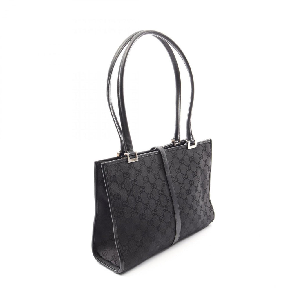 Gucci Black Canvas Leather Handbag Tote Bag (Pre-Owned)