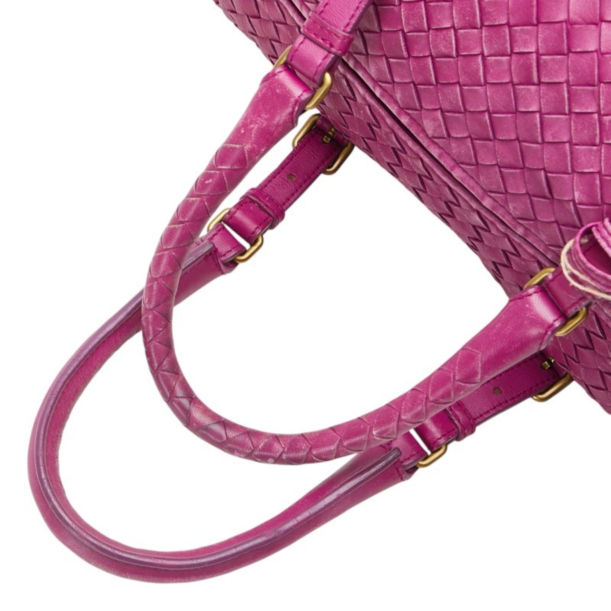 Bottega Veneta Intrecciato Purple Leather Boston Bag Handbag