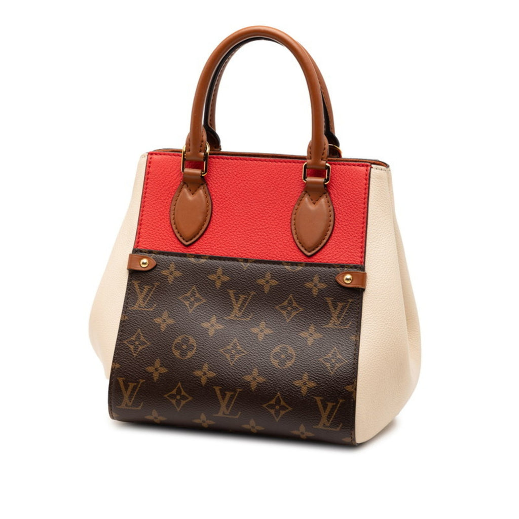 Louis Vuitton Beige Brown Red Color Pvc Leather Handbag Shoulder Bag