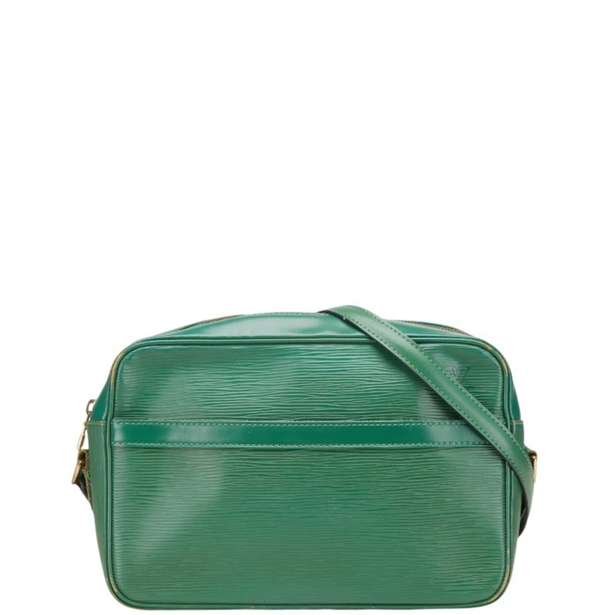 Louis Vuitton Borneo Green Leather Shoulder Bag