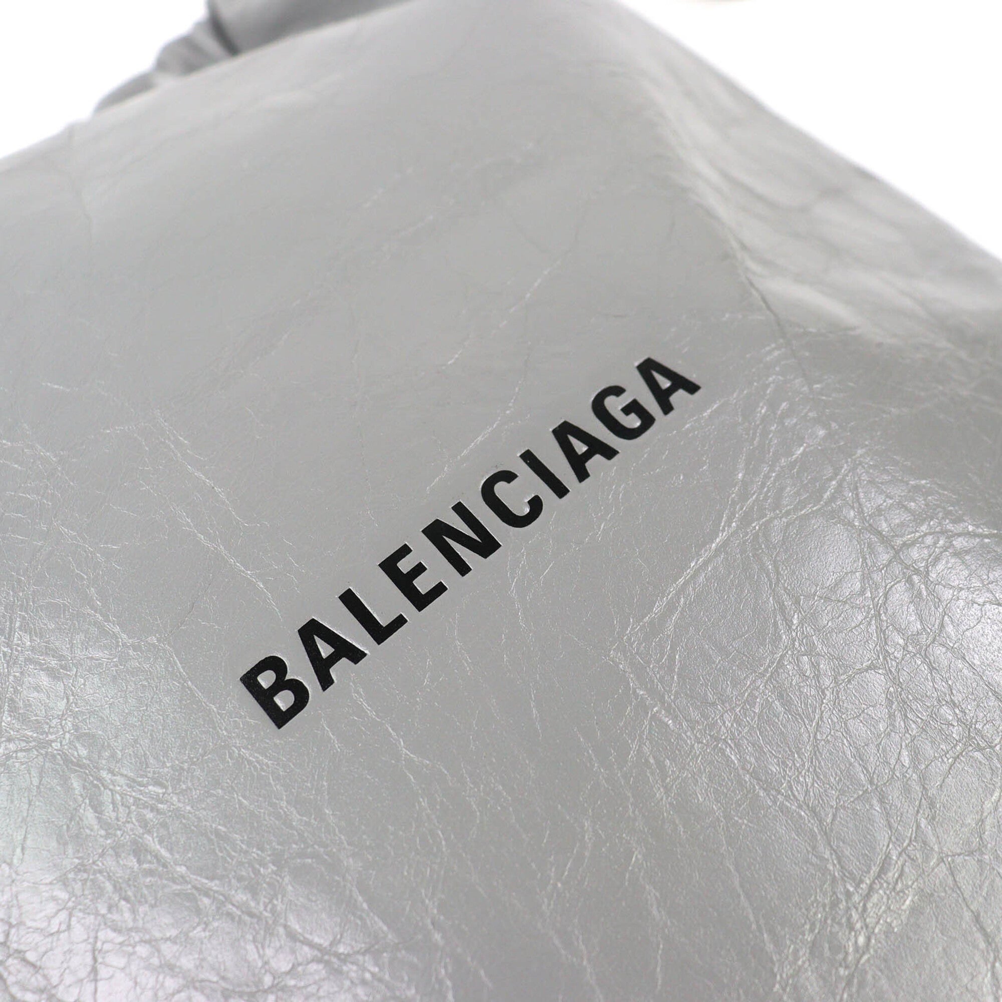 Balenciaga Gray Leather Polyamide Pouch