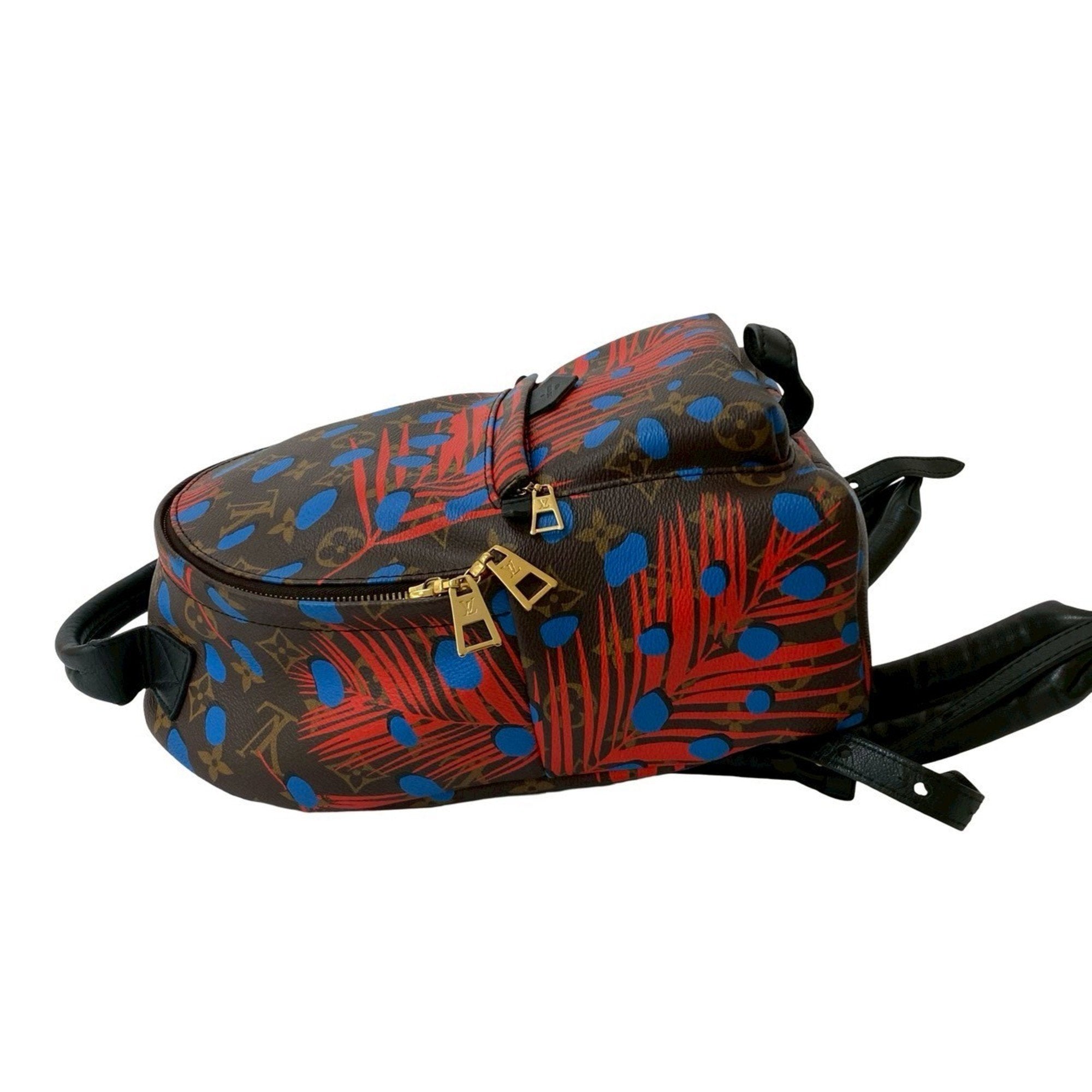 Louis Vuitton Blue Brown Red Color Leather Pvc Backpack