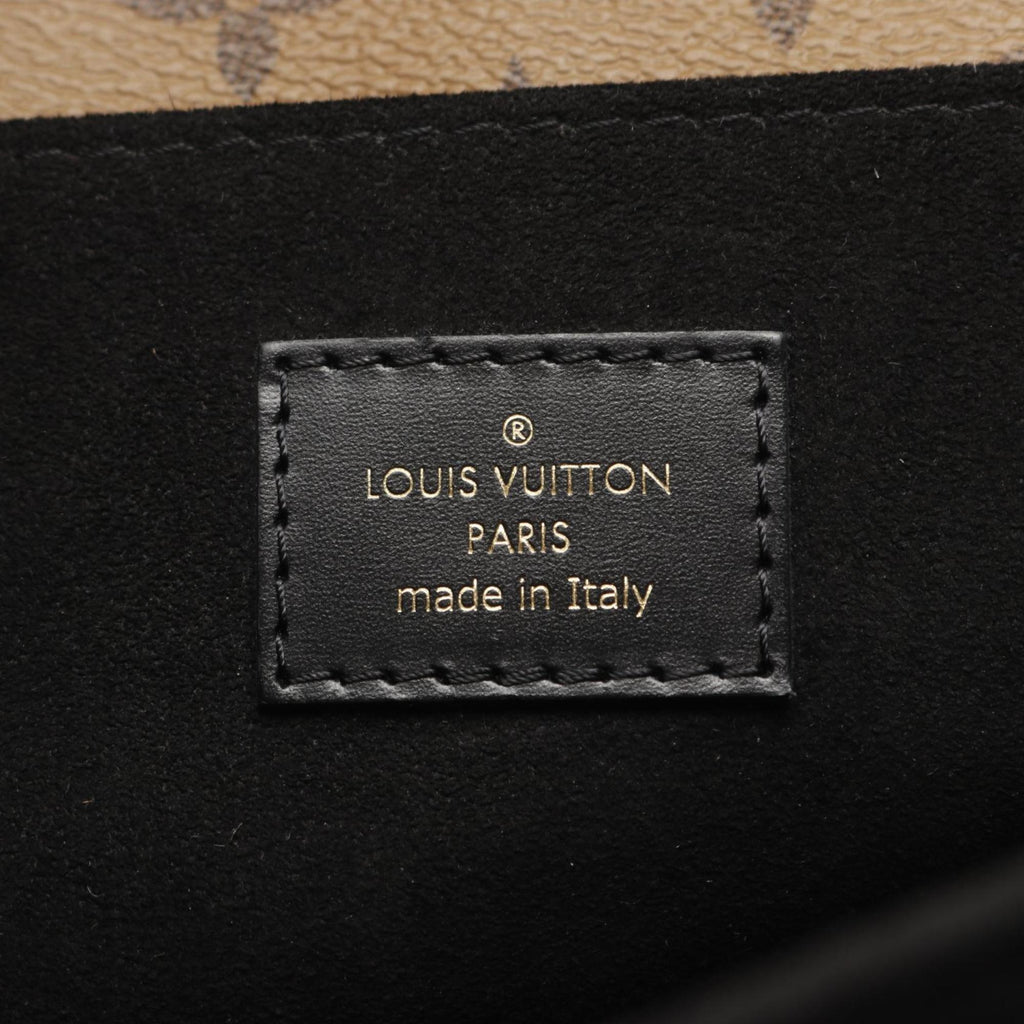 Louis Vuitton Black Brown Coated Canvas Leather Handbag Pochette