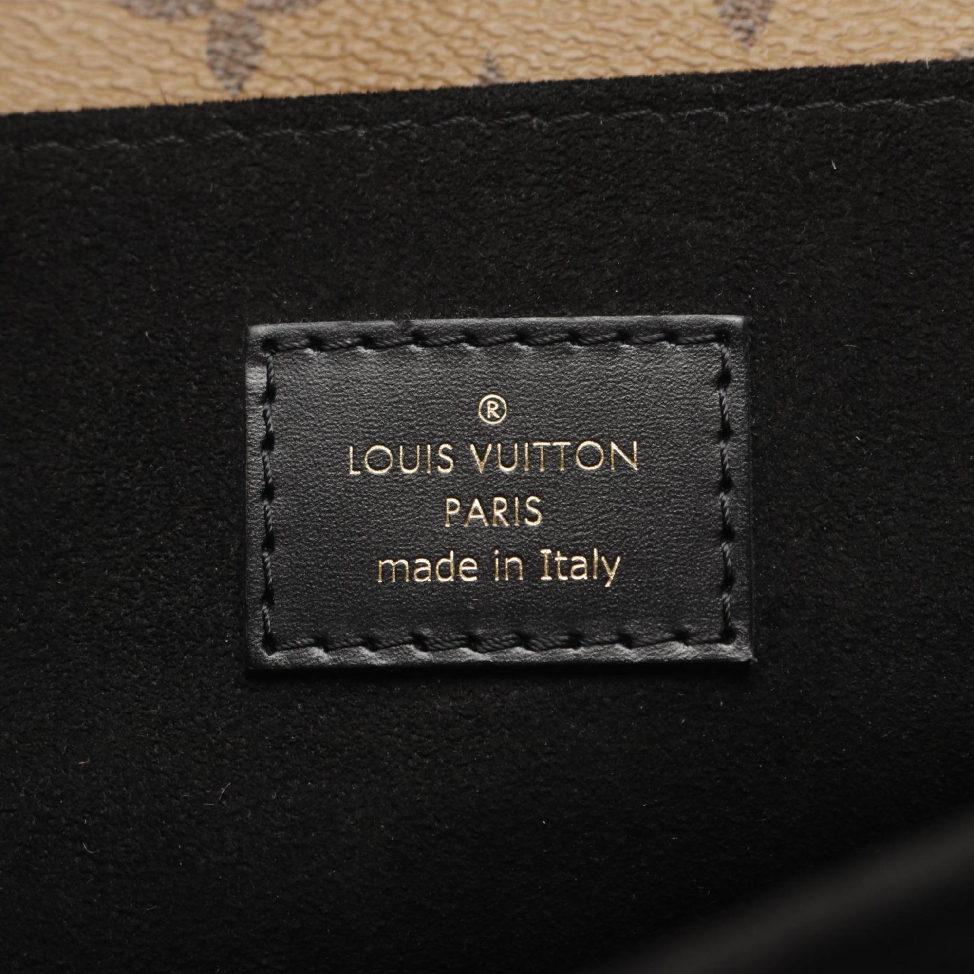 Louis Vuitton Black Brown Coated Canvas Leather Handbag Pochette