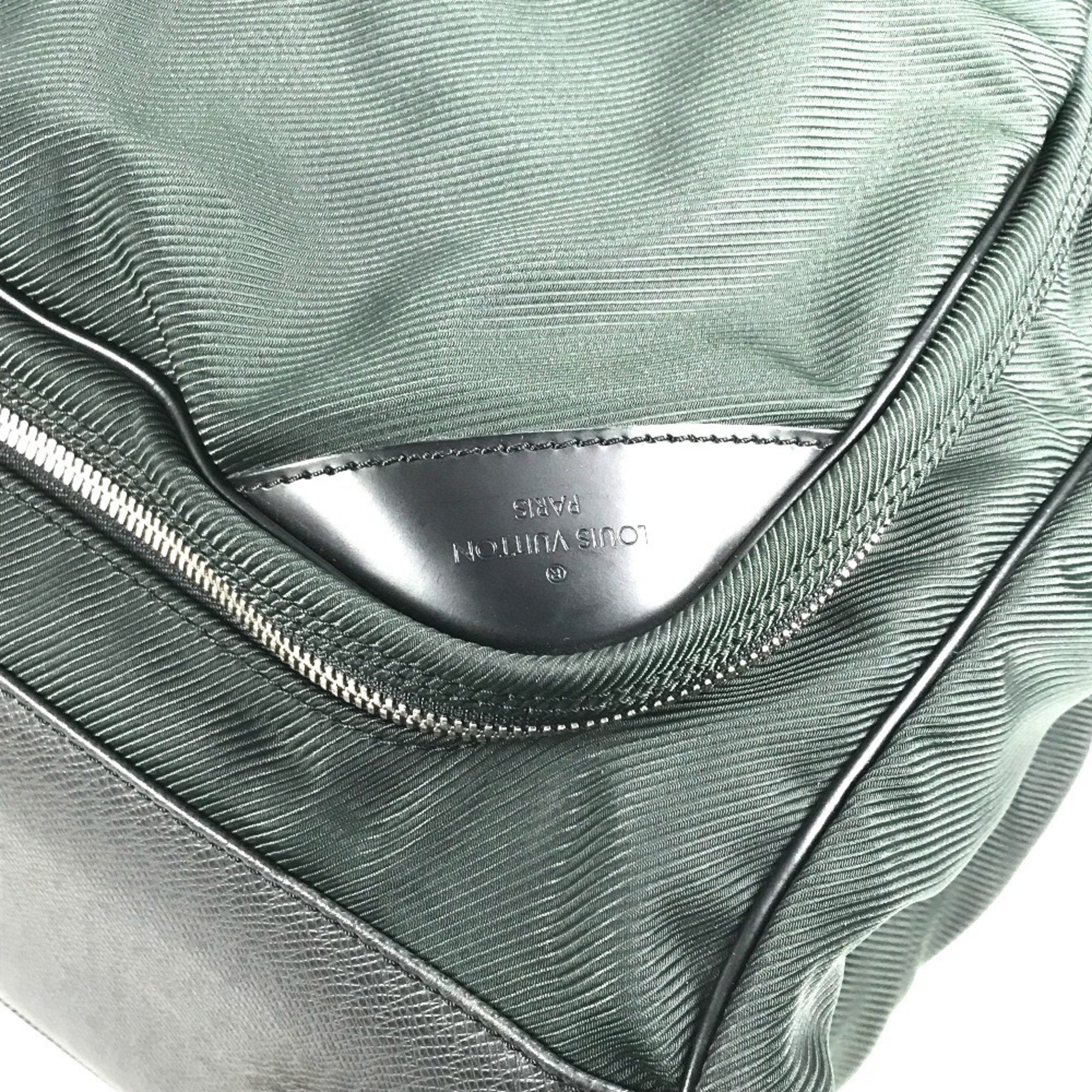 Louis Vuitton Black Episea Galle Khaki Taiga Leather Boston Bag Garment Case Handbag Shoulder Bag