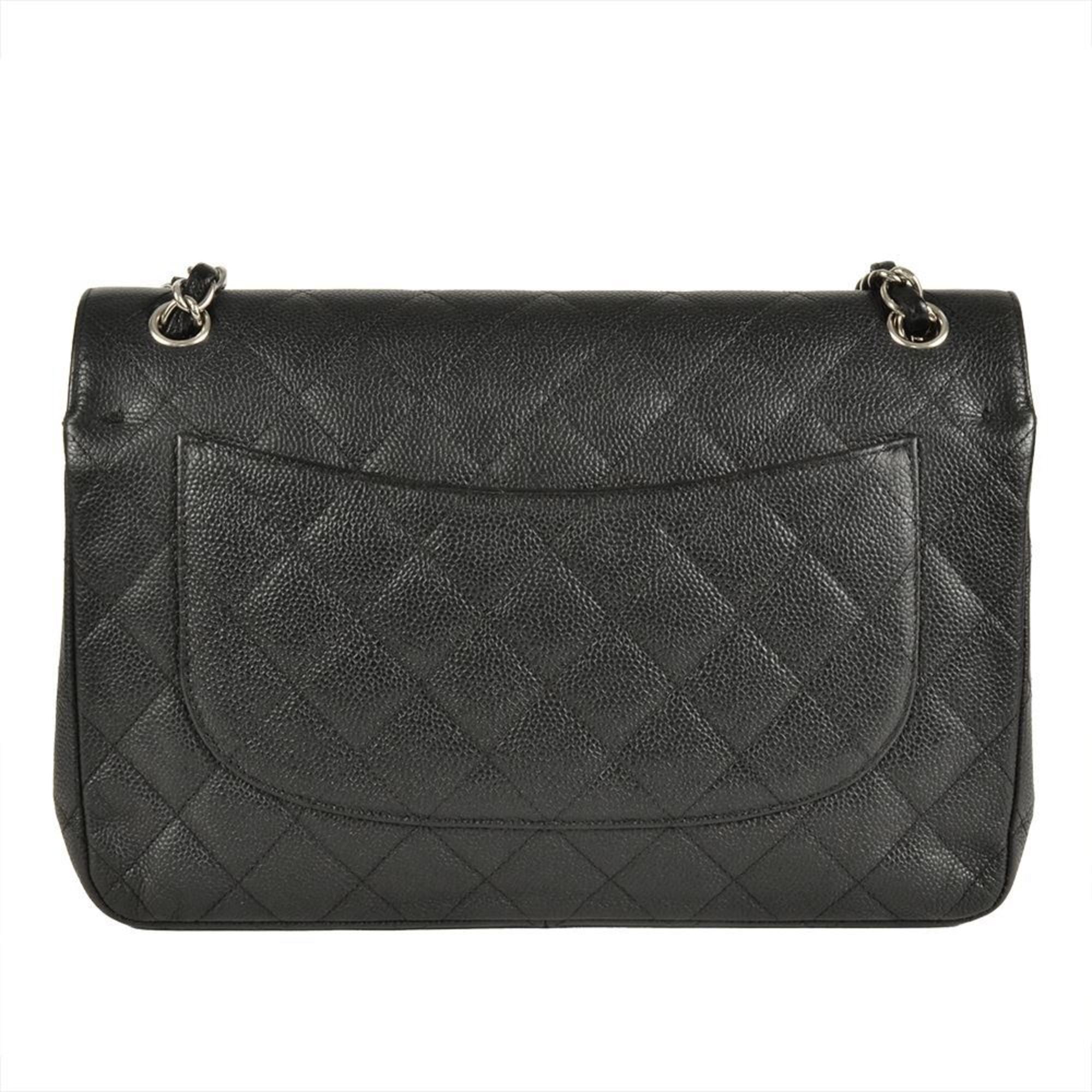Chanel Black Grained Calfskin Shoulder Bag