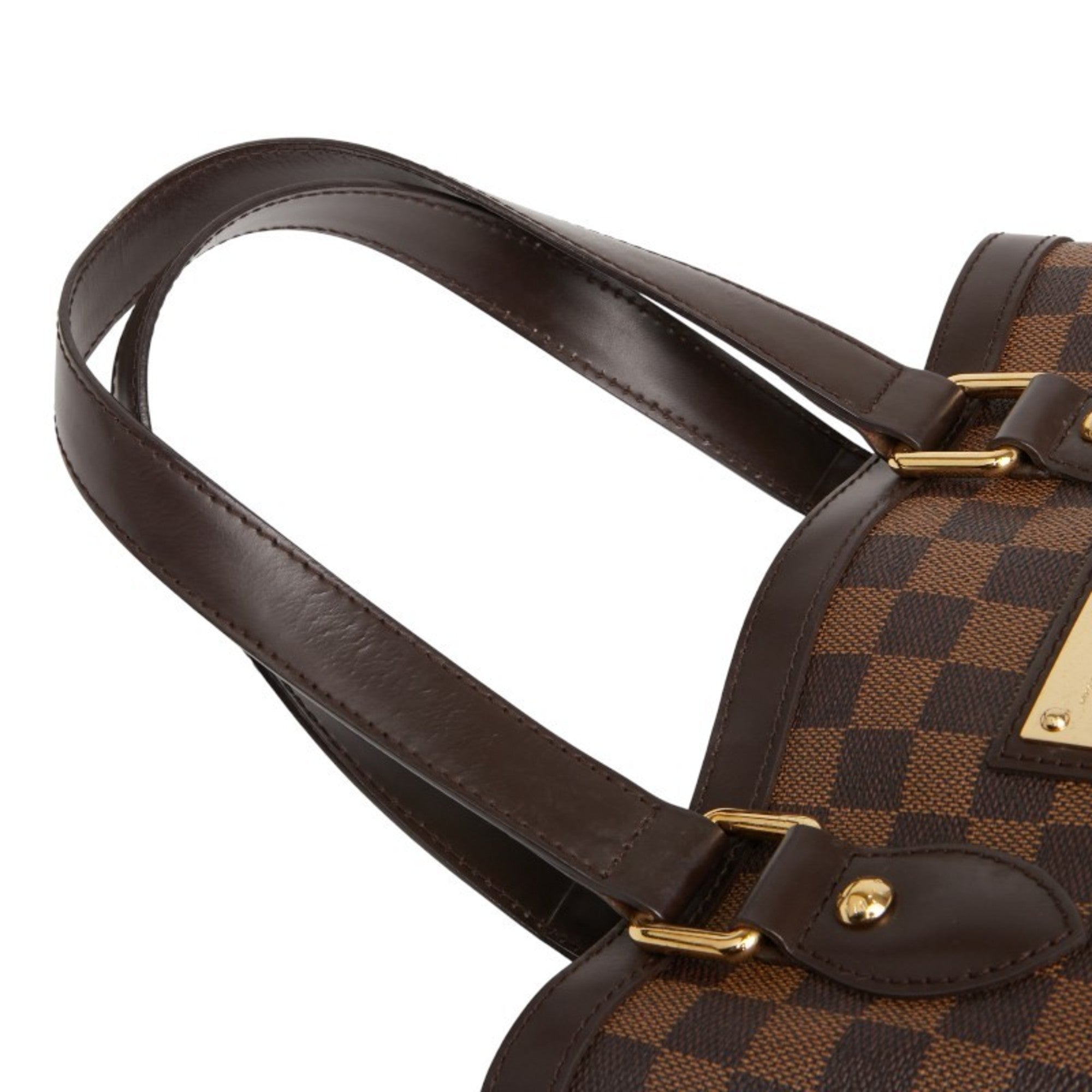 Louis Vuitton Damier Brown Damier Canvas Ebene Leather Handbag Tote Bag