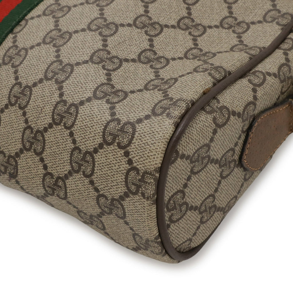 Gucci Beige Brown Green Red Color Coated Canvas Leather Pochette Shoulder Bag (Pre-Owned)