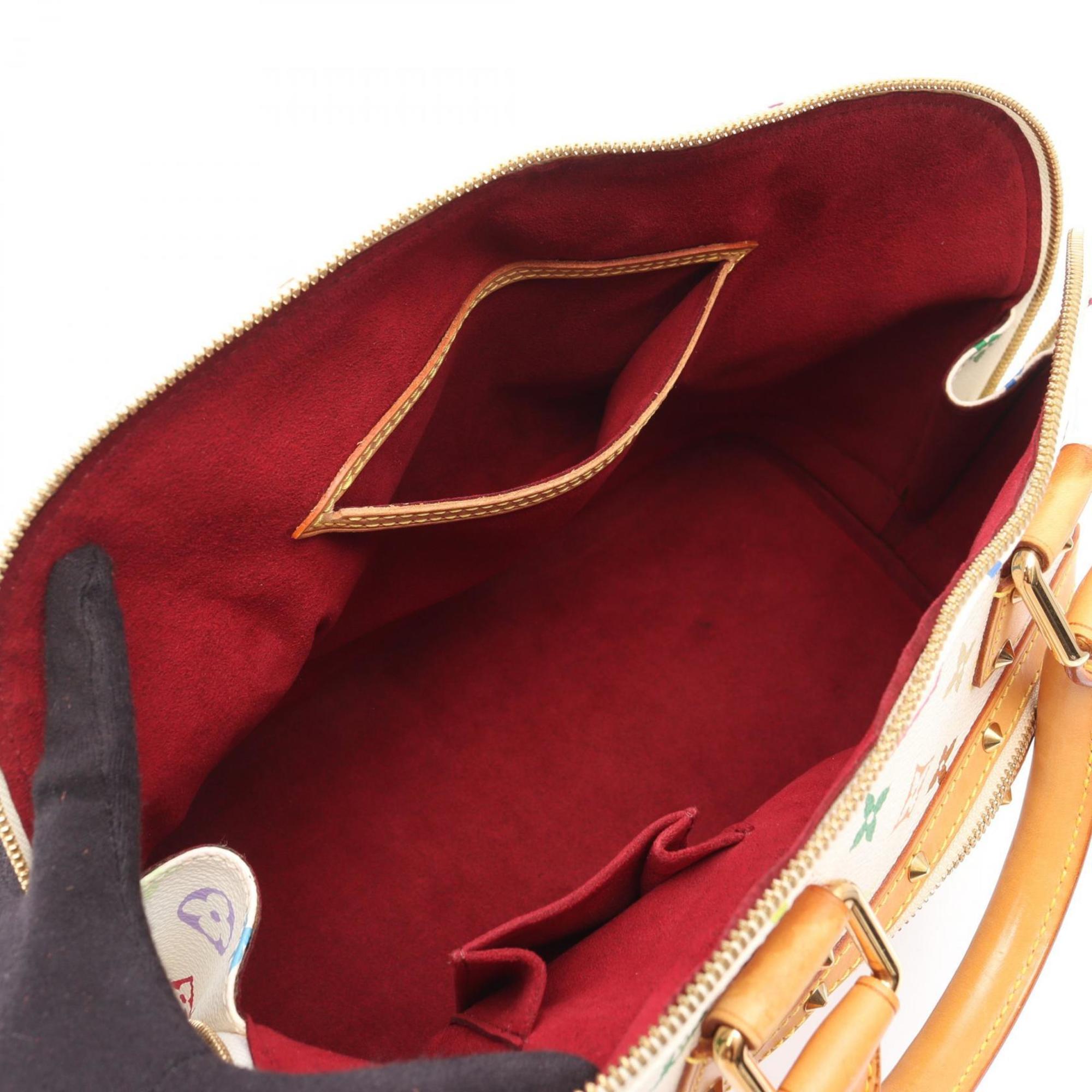 Louis Vuitton Blanc White Coated Canvas Leather Handbag