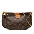 Louis Vuitton Brown Pvc Leather Handbag Pochette Pouch Shoulder Bag