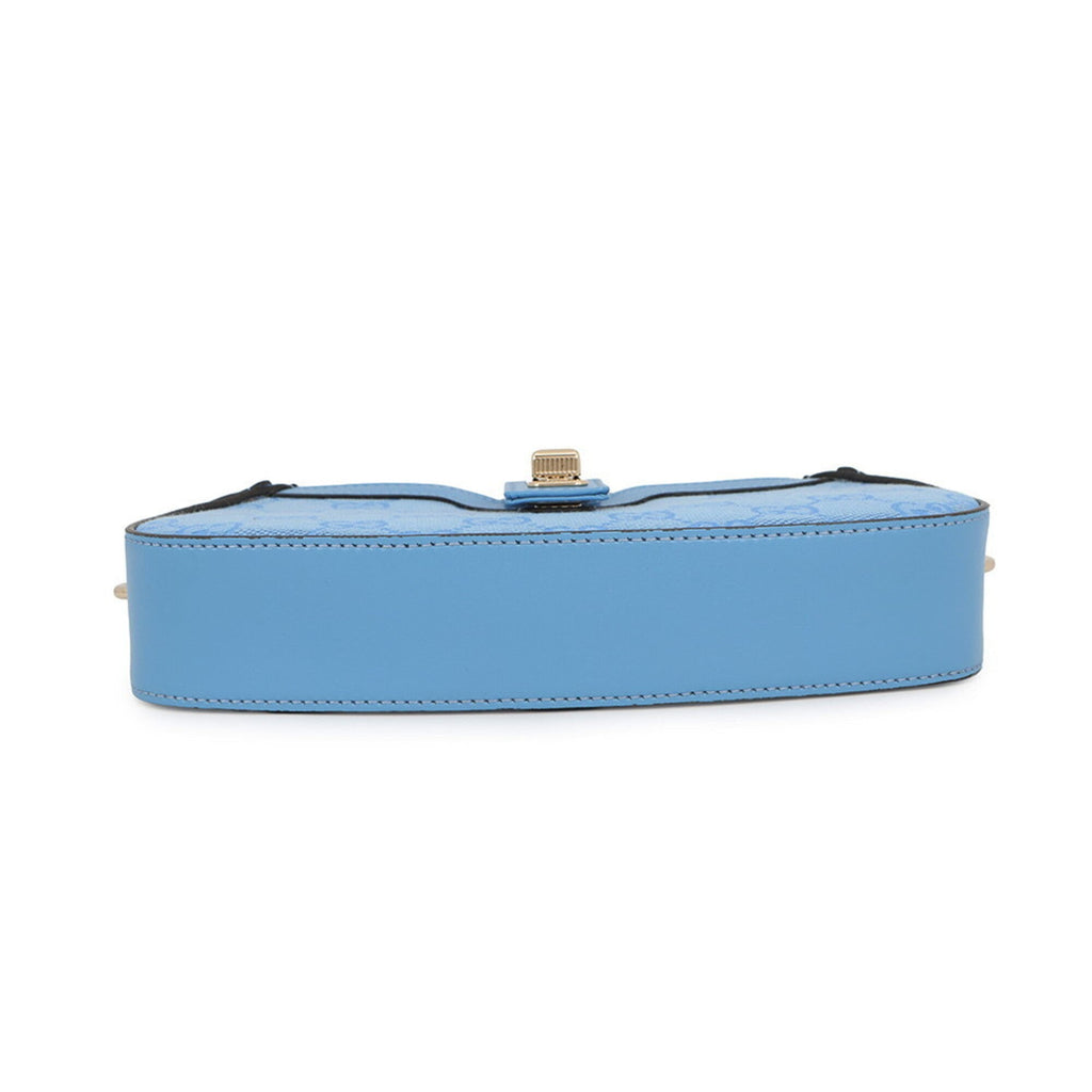 Gucci Gg Canvas Light Blue Gg Canvas Leather Handbag Shoulder Bag (Pre-Owned)
