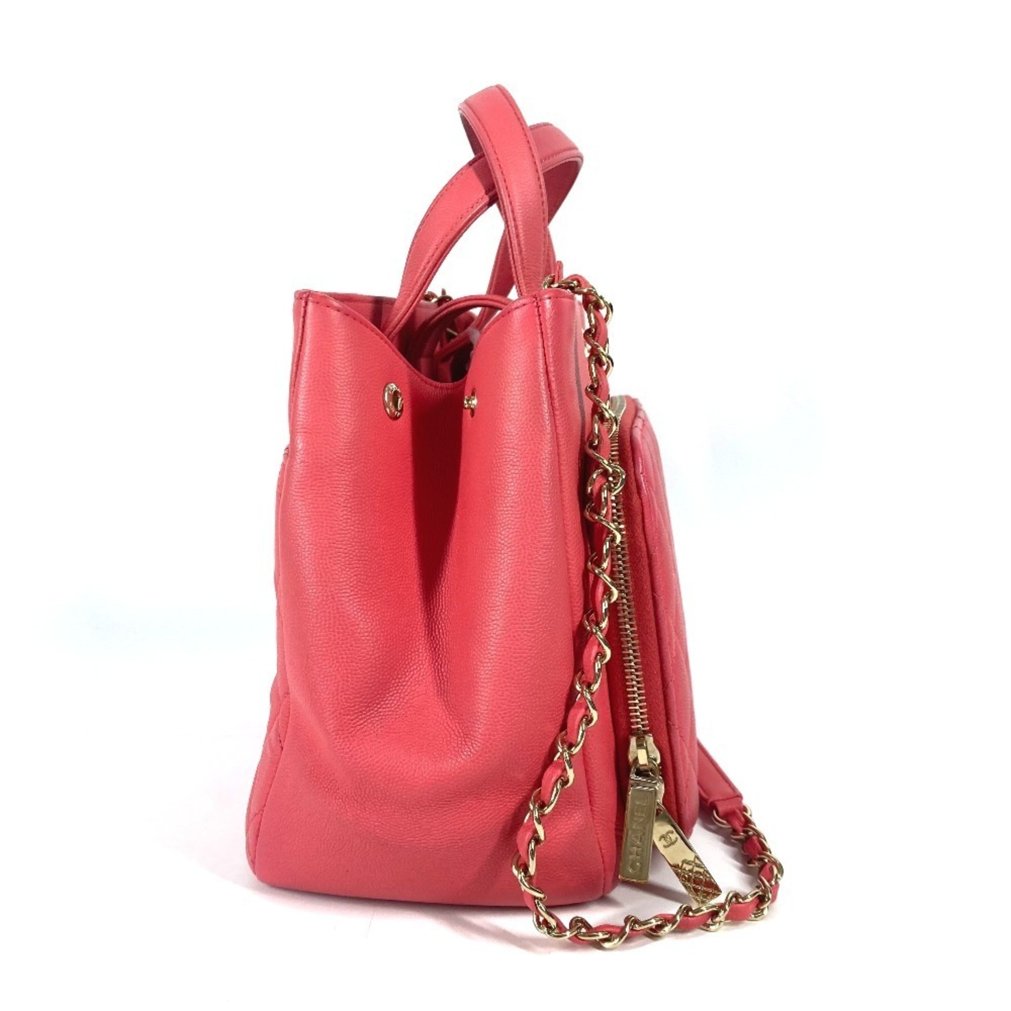 Chanel Pink Grained Calfskin Shoulder Bag Tote Bag