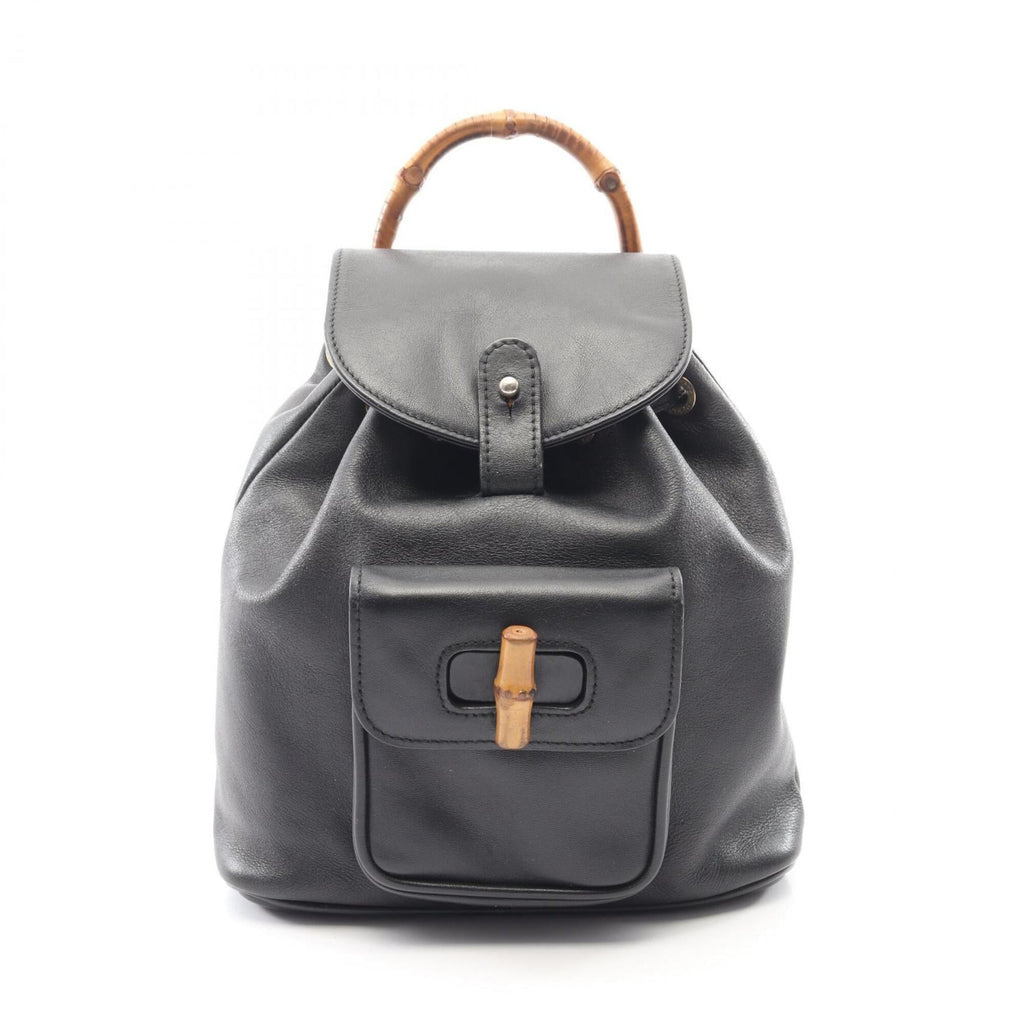 Gucci Black Leather Backpack Handbag (Pre-Owned)