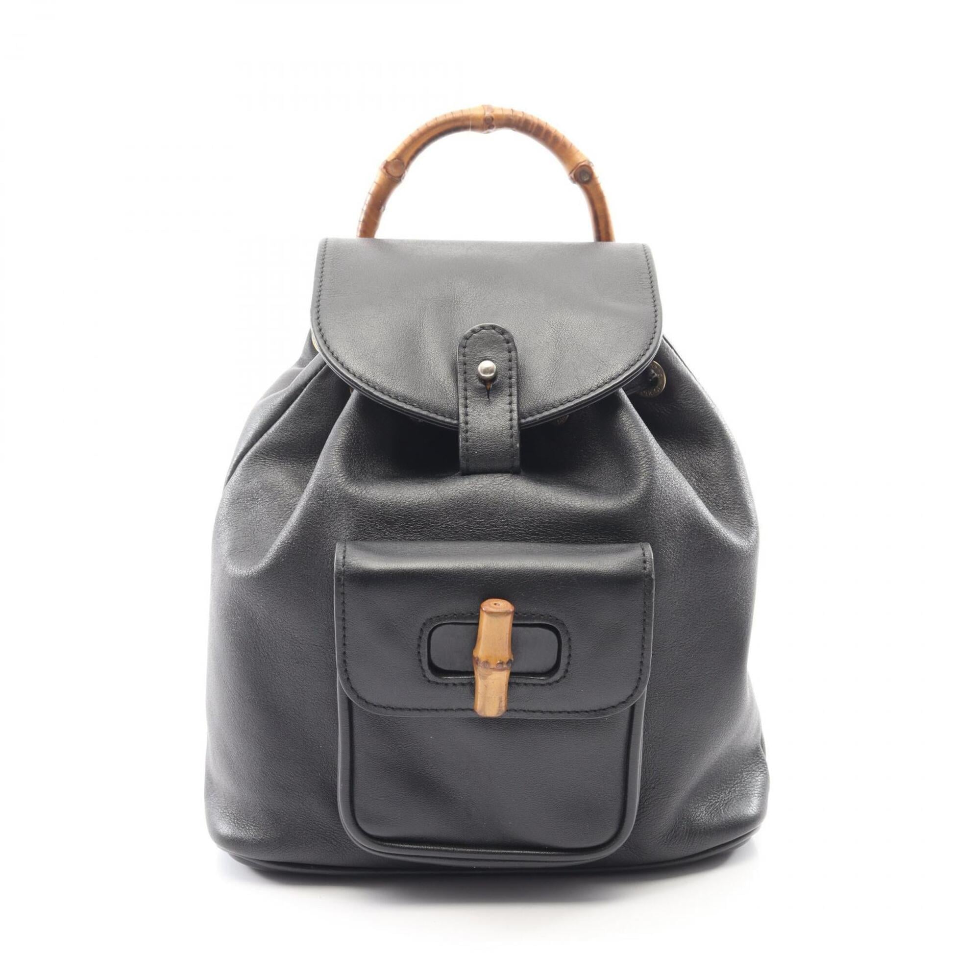 Gucci Black Leather Backpack Handbag (Pre-Owned)
