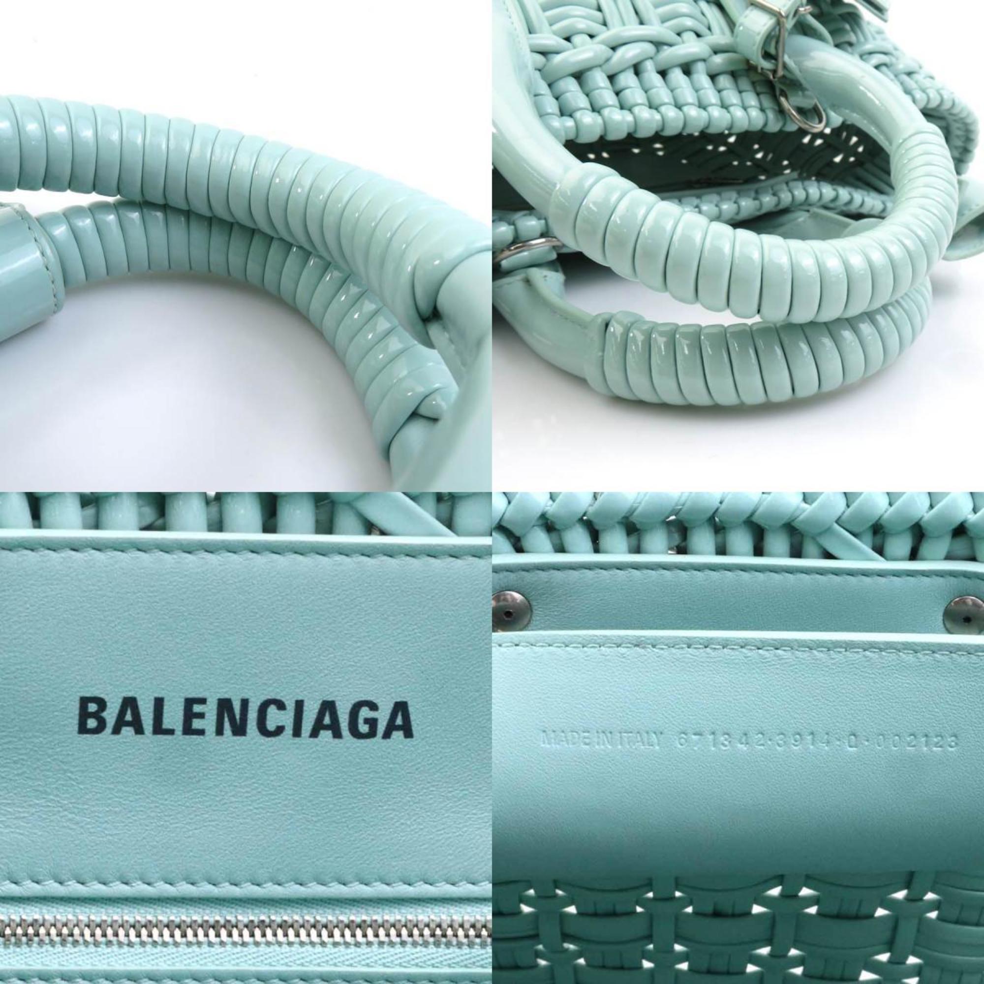 Balenciaga Light Blue Elastane Polyester Basket Handbag Shoulder