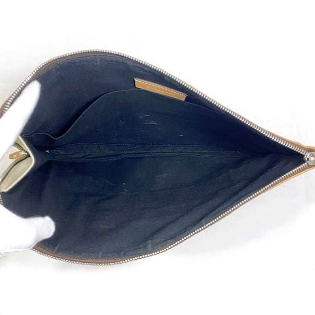 Balenciaga Beige White Canvas Leather Clutch Bag Hand