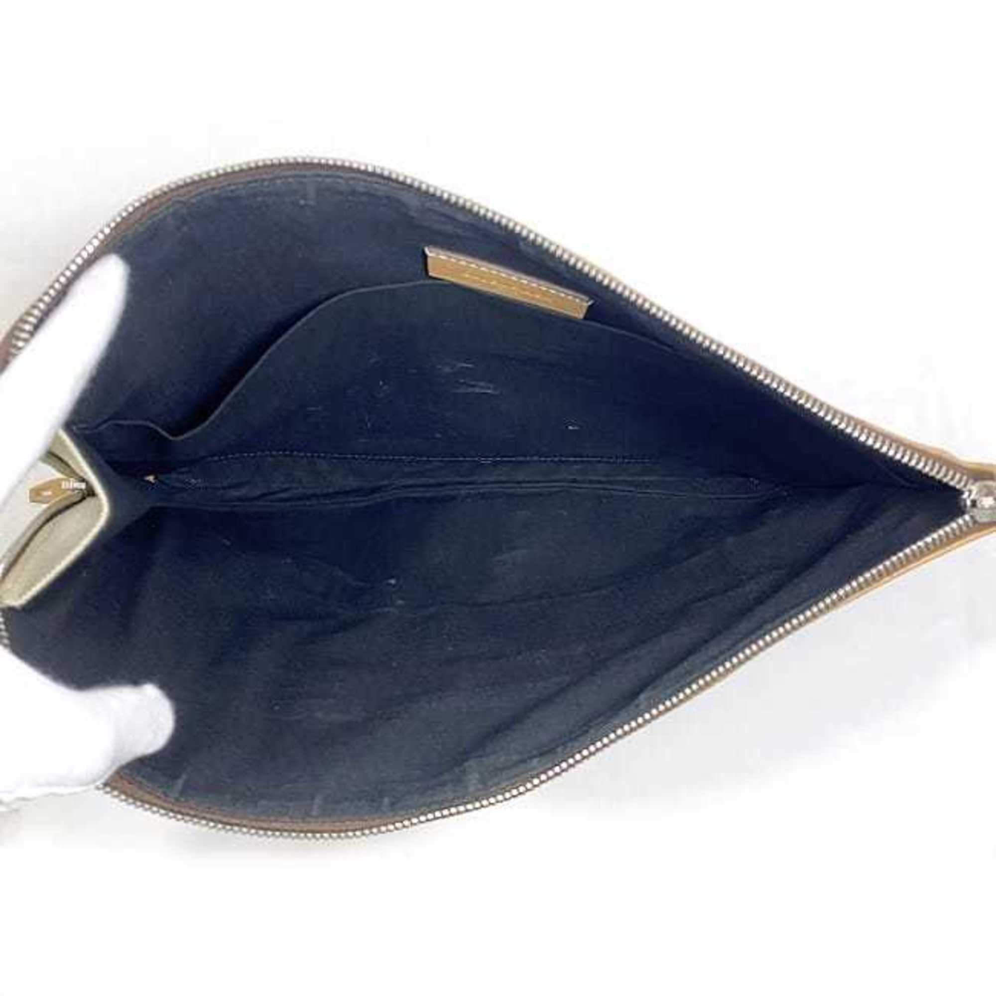 Balenciaga Beige White Canvas Leather Clutch Bag Hand