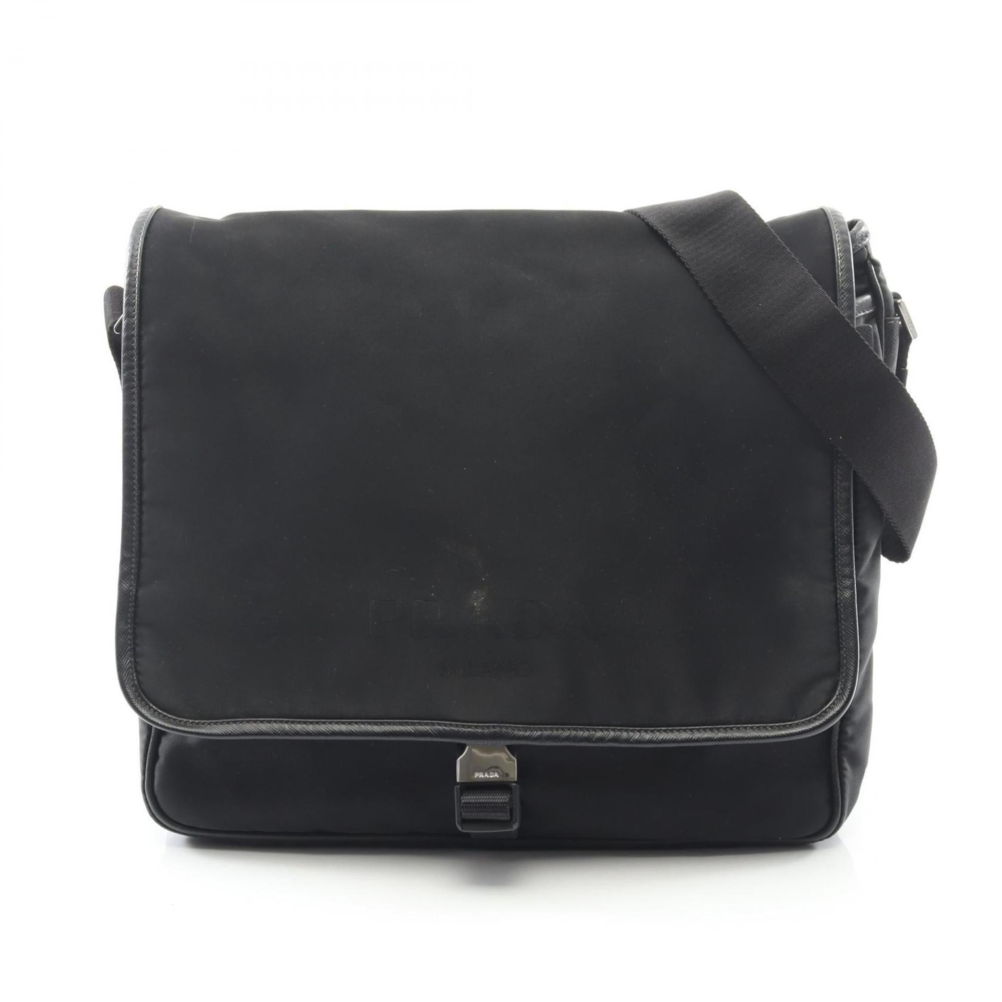 Prada Black Nylon Saffiano Triangle Shoulder Bag