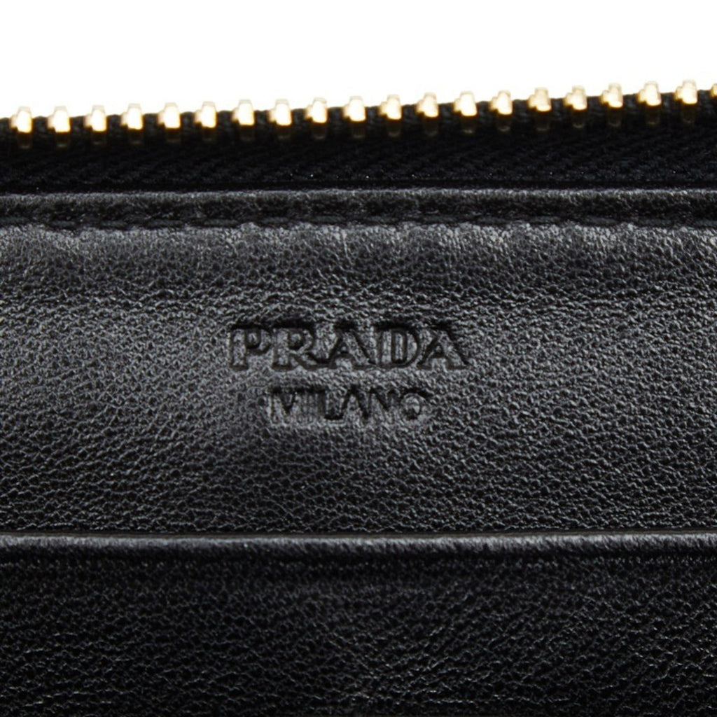 Prada Black Leather Long Wallet (Bi-Fold)