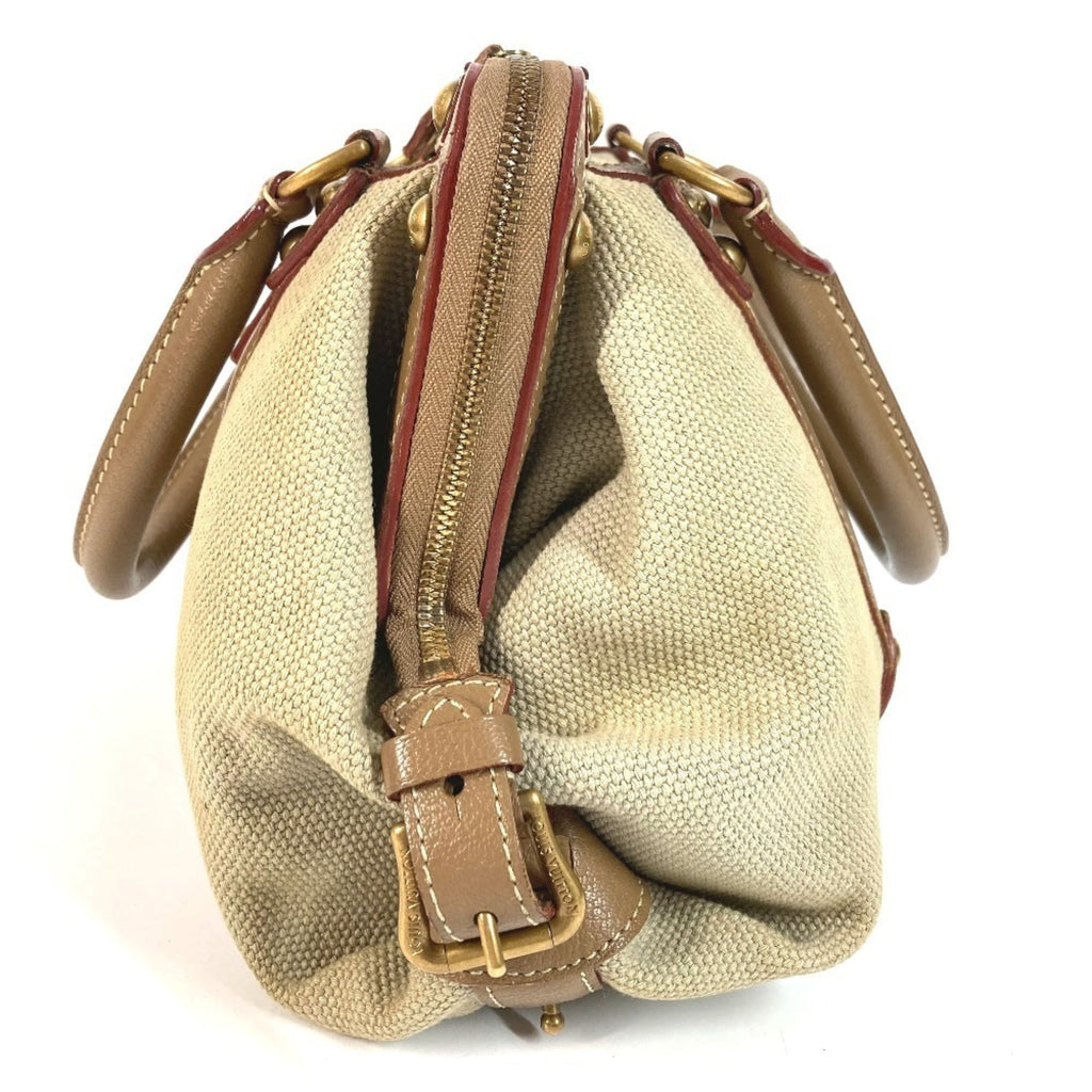 Louis Vuitton Beige Canvas Leather Handbag Shoulder Bag Tote Bag