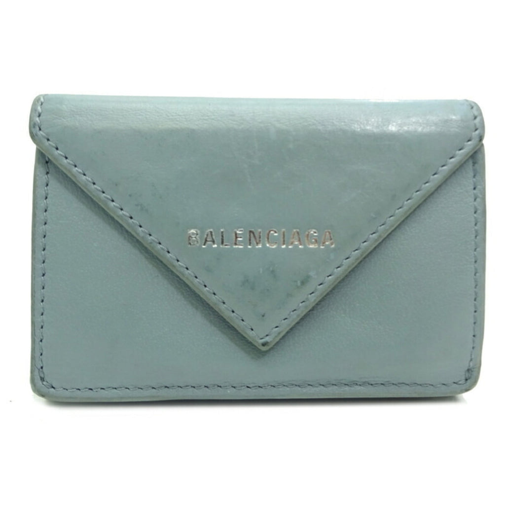 Balenciaga Light Blue Leather Wallet (Tri-Fold)