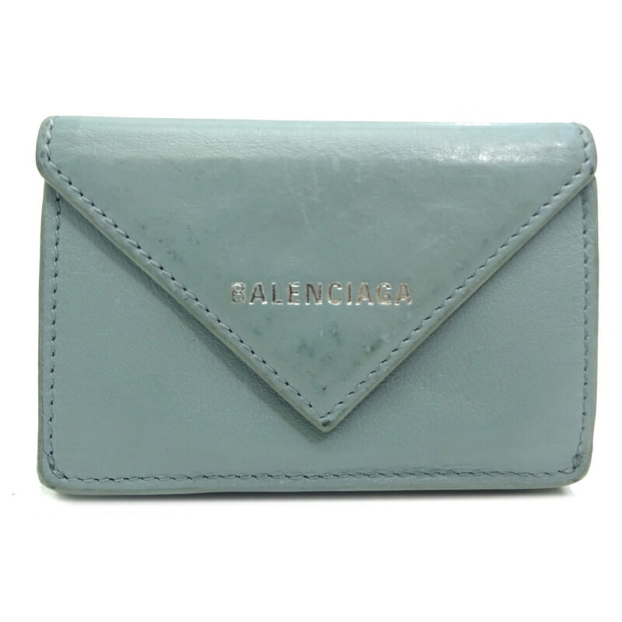 Balenciaga Light Blue Leather Wallet (Tri-Fold)