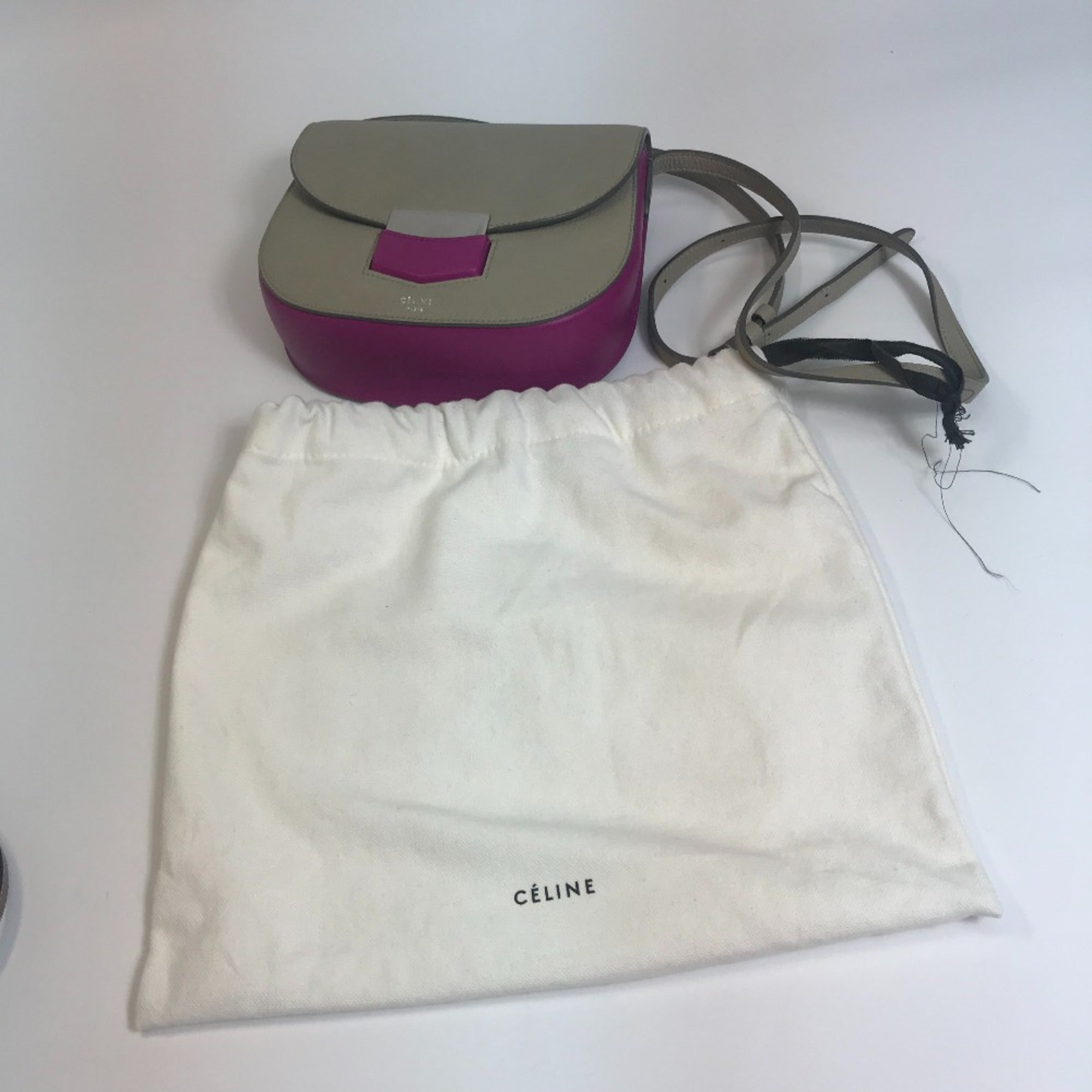 Celine Gray Leather Shoulder Bag