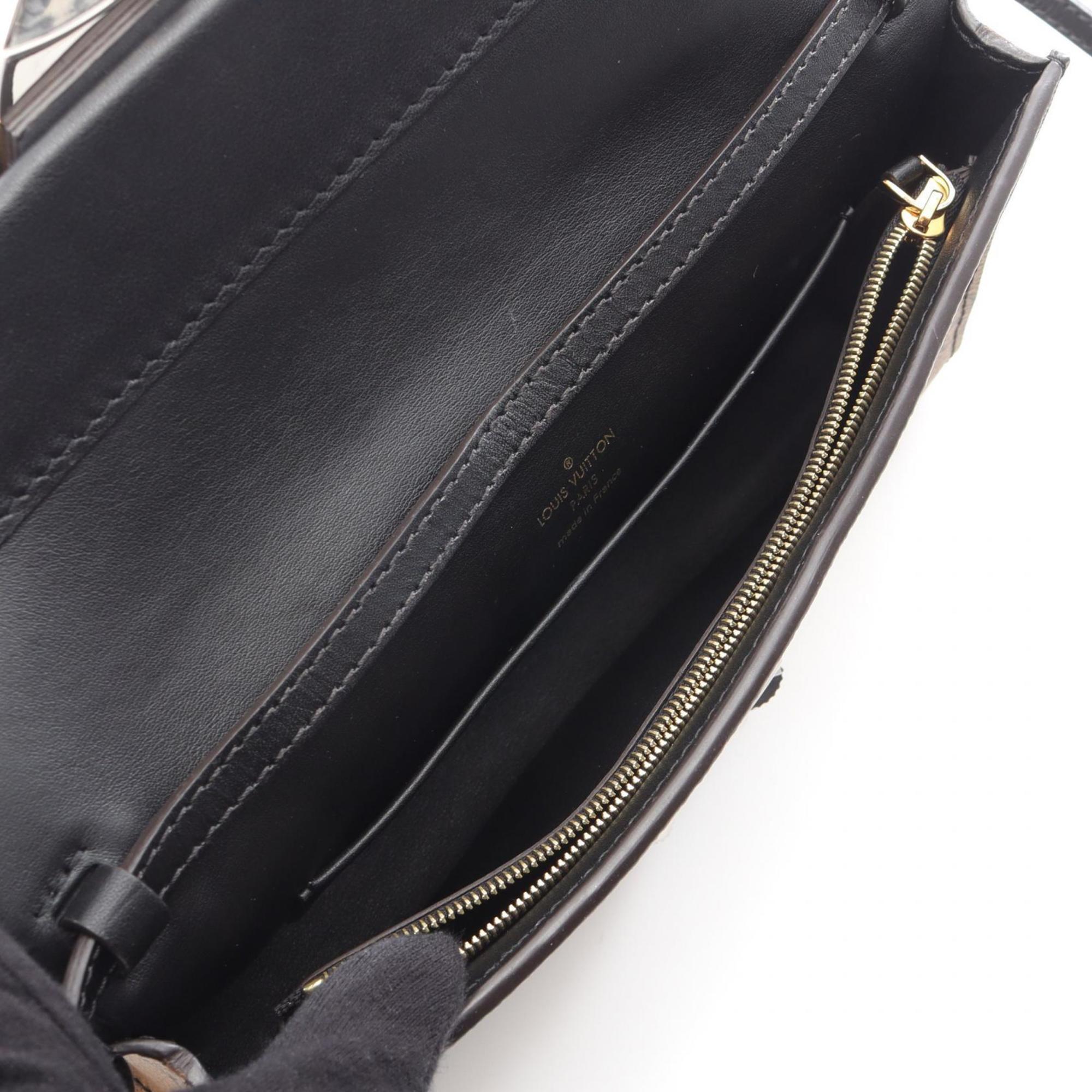 Louis Vuitton Black Brown Coated Canvas Pvc Leather Pochette Shoulder Bag