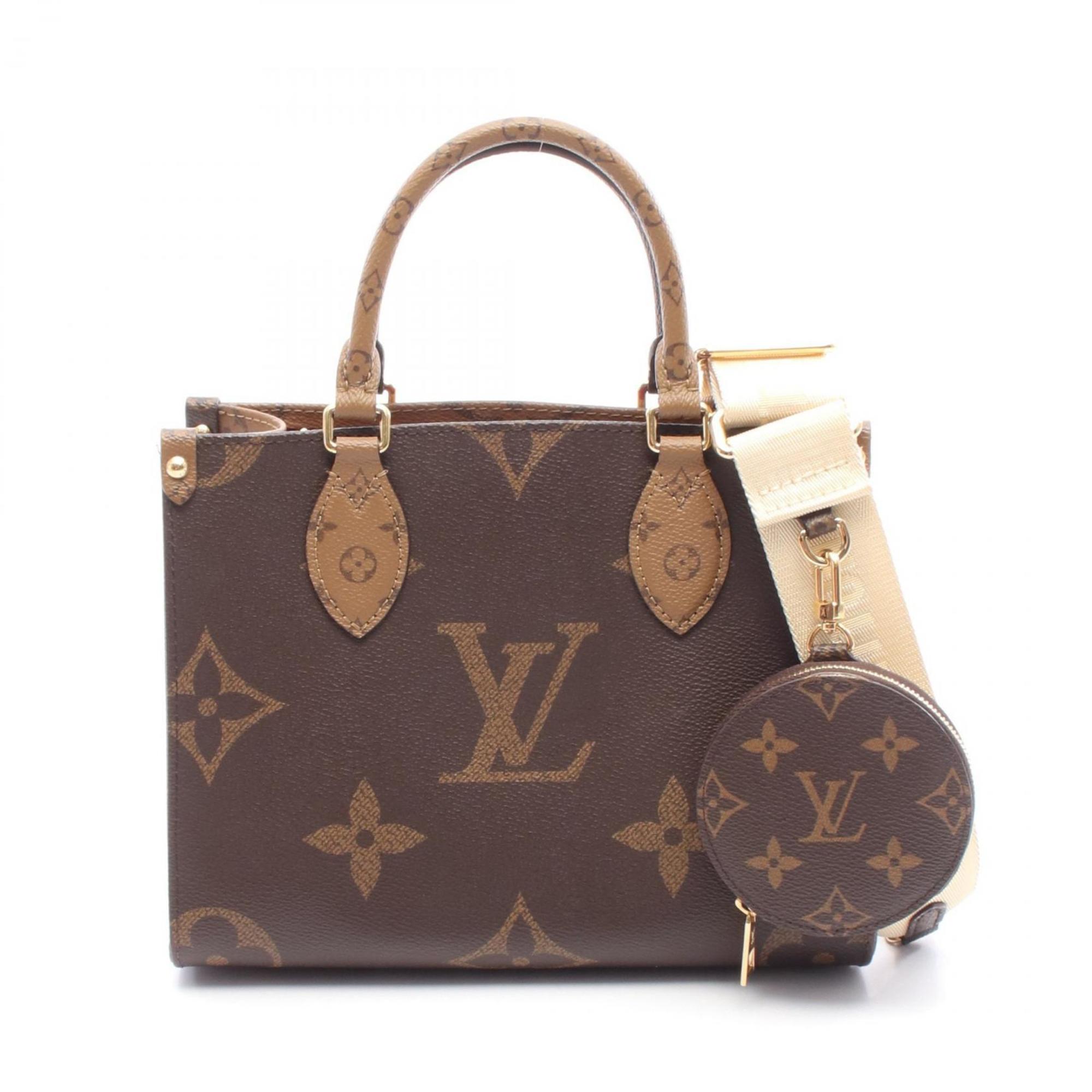 Louis Vuitton Beige Brown Monogram Reverse Coated Canvas Handbag Pouch