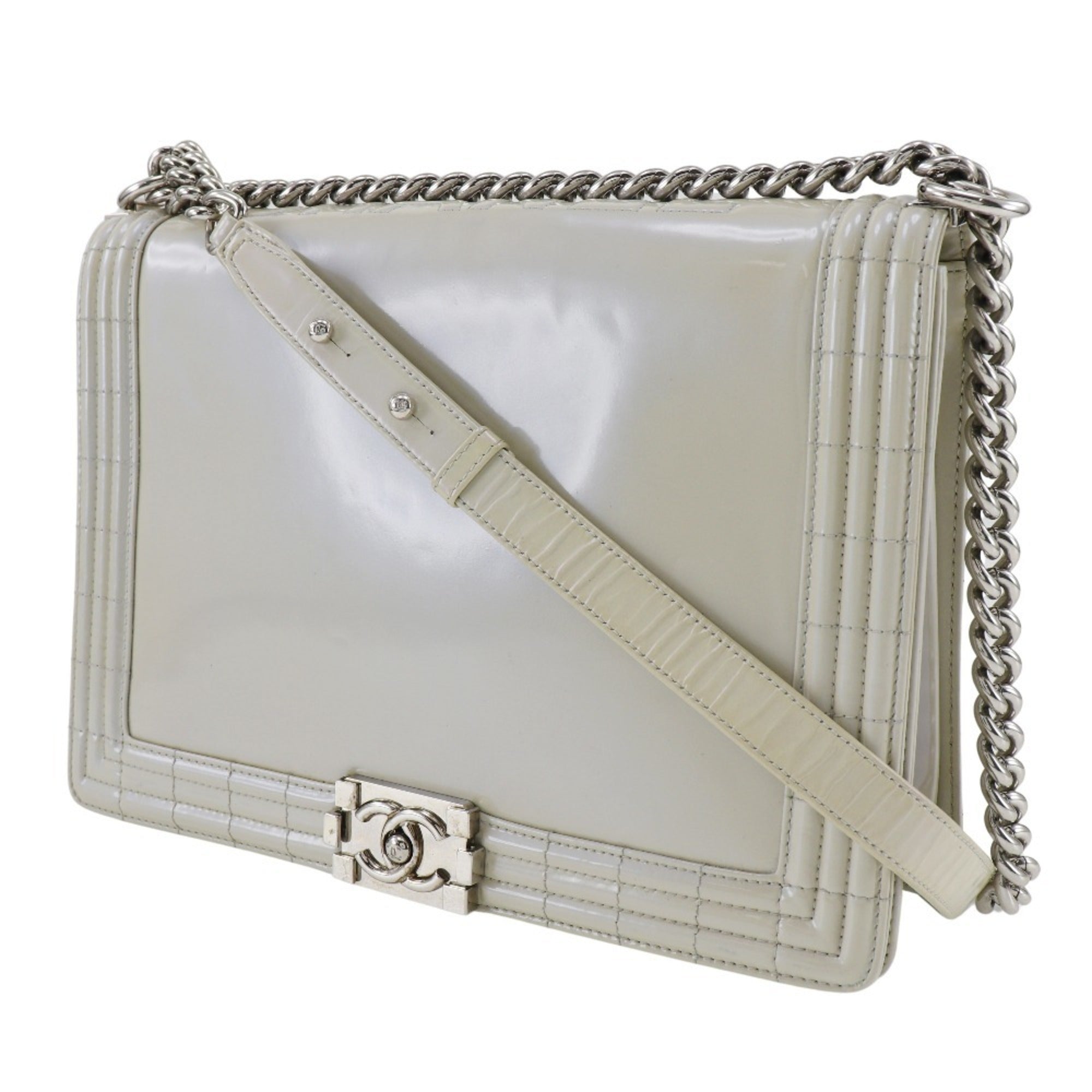 Chanel White Leather Shoulder Bag
