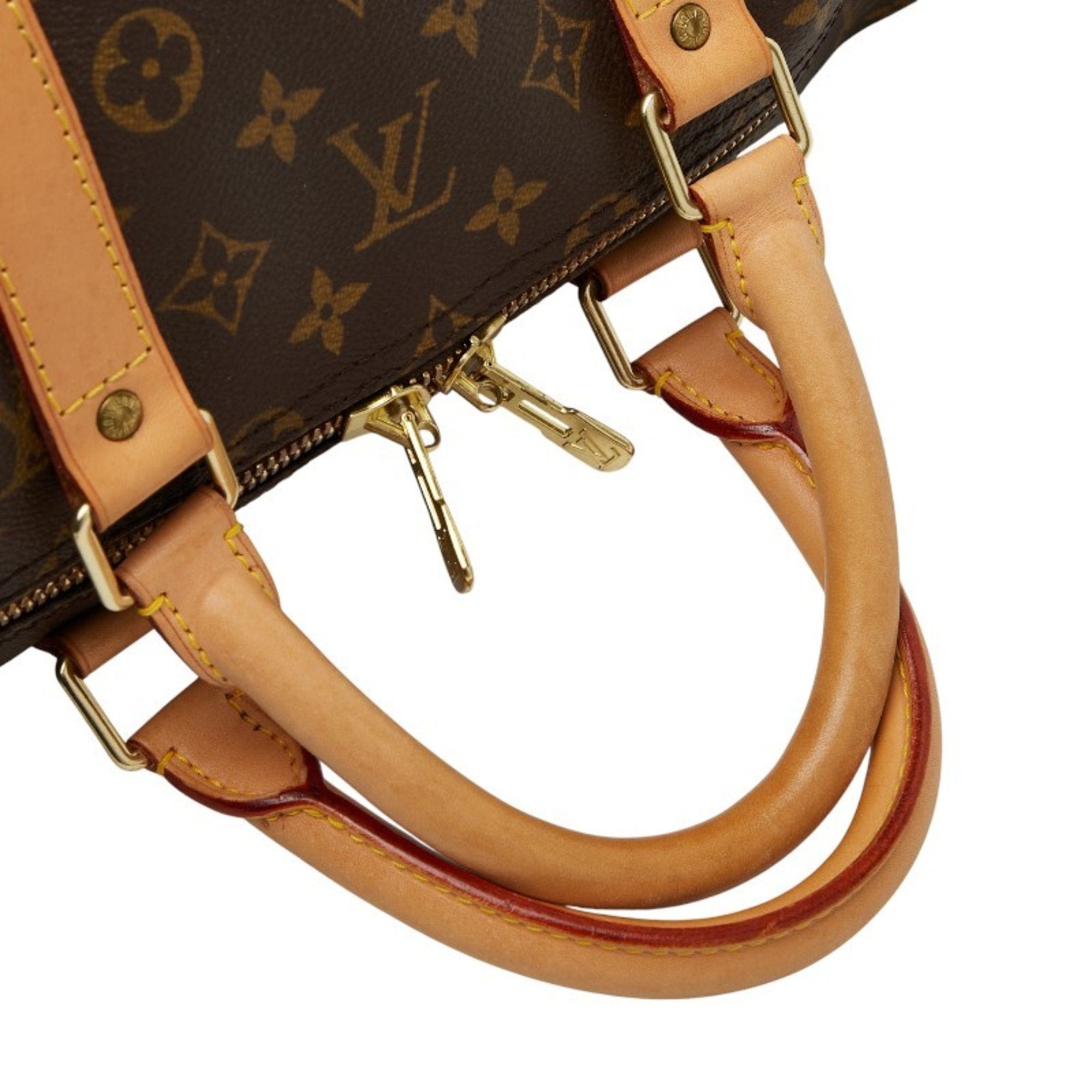 Louis Vuitton Brown Pvc Leather Boston Bag Shoulder Bag