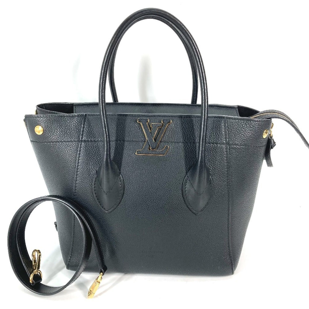Louis Vuitton Black Noir Leather Handbag Shoulder Bag Tote Bag