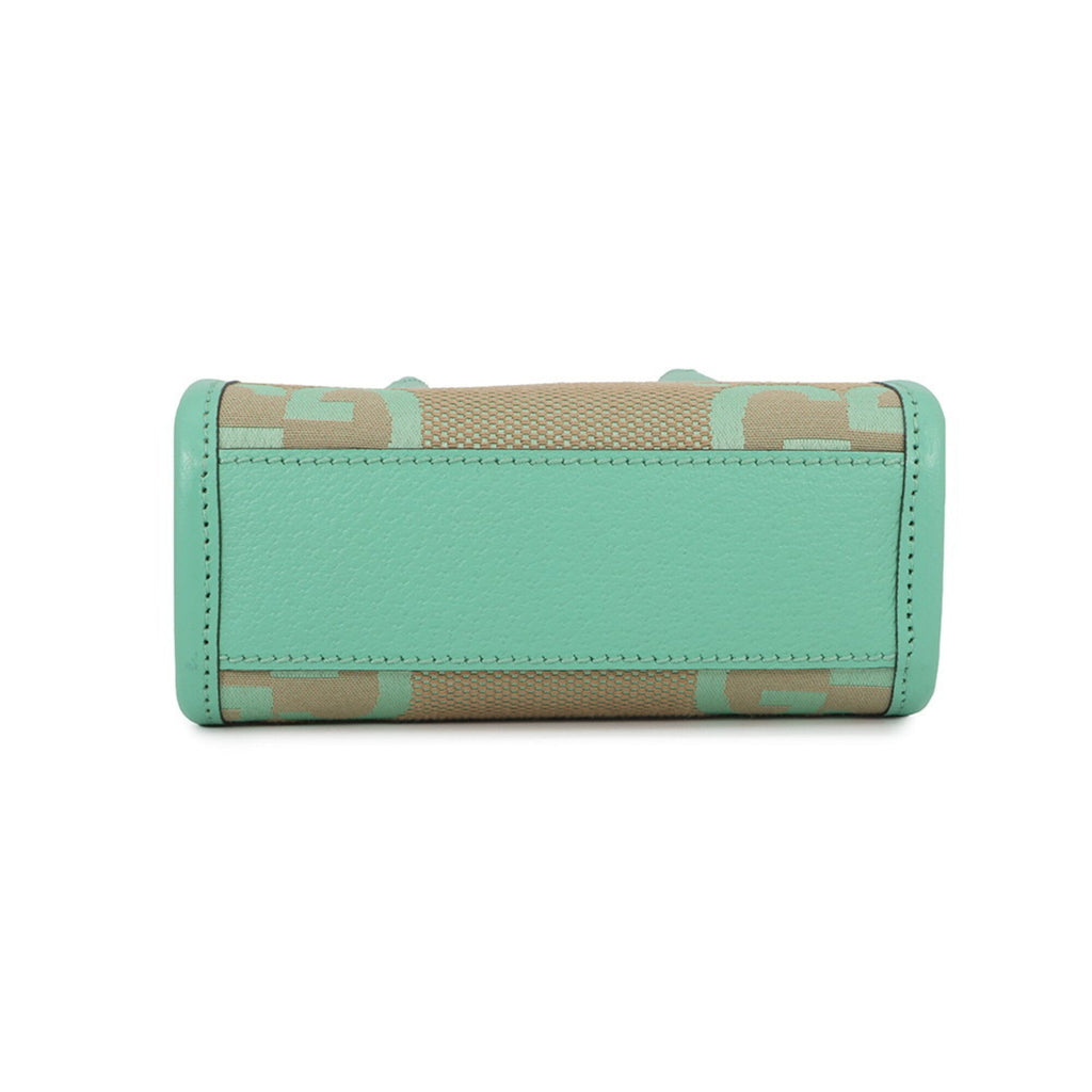Gucci Gg Canvas Beige Light Green Gg Canvas Leather Handbag Shoulder Bag (Pre-Owned)
