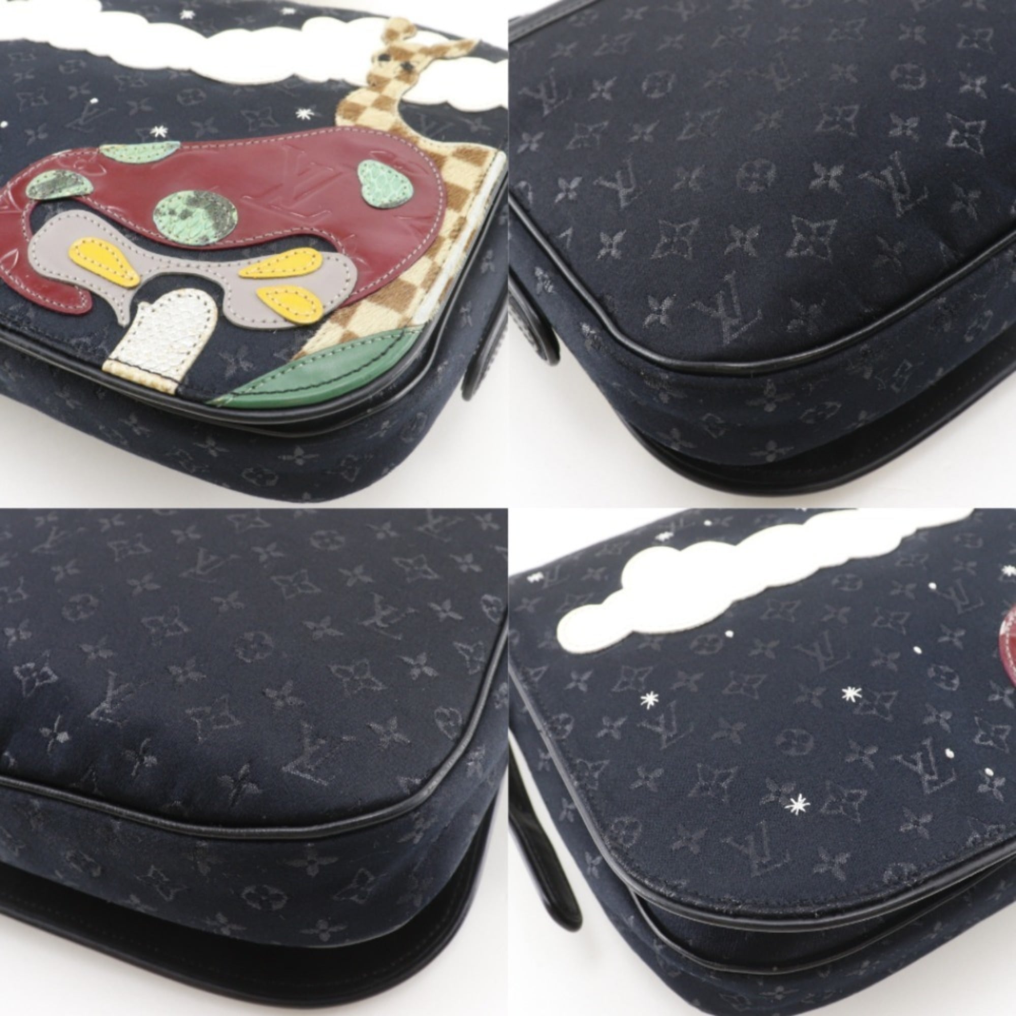 Louis Vuitton Black Monogram Satin Monogram Vernis Leather Shoulder Bag