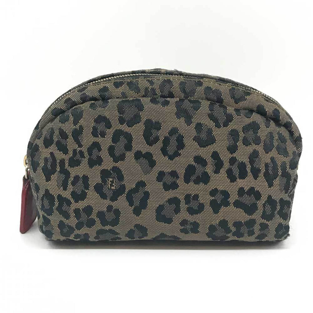 Fendi Brown Canvas Leather Pouch