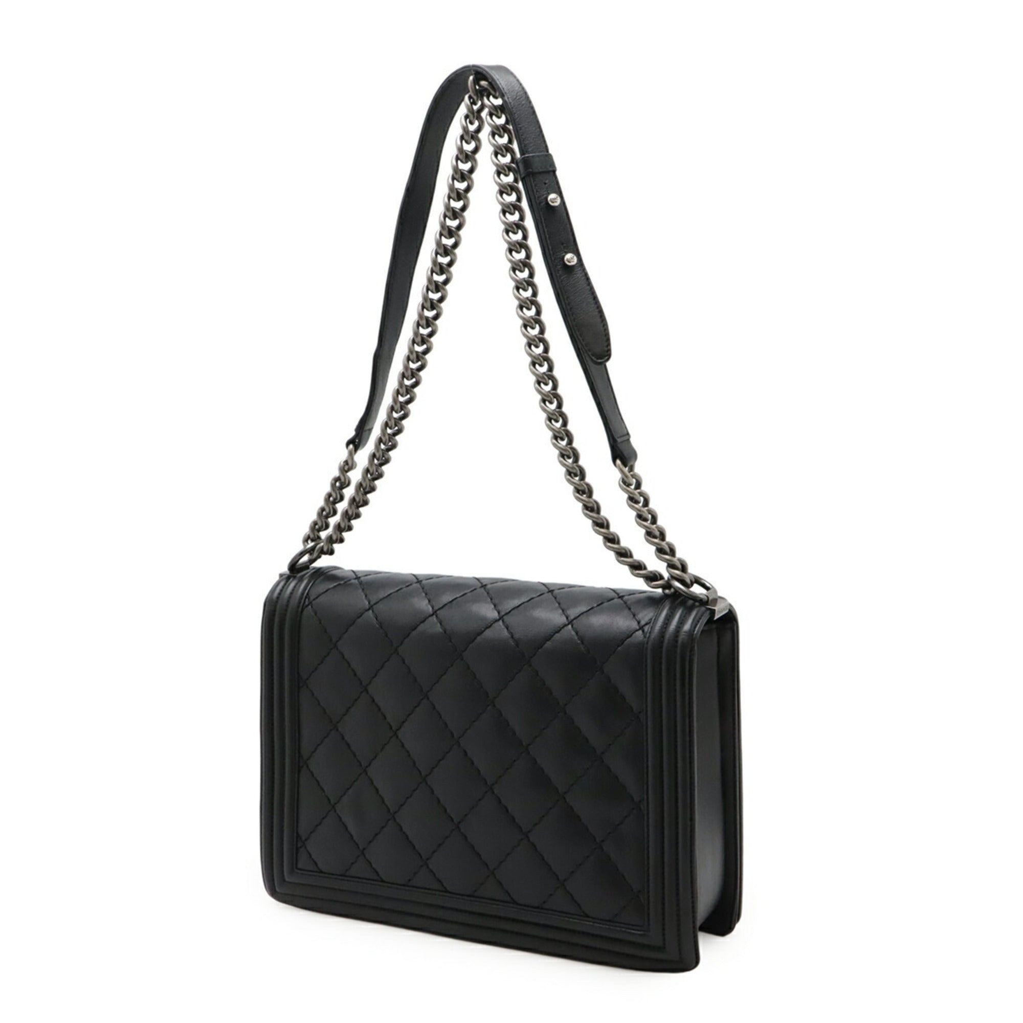 Chanel Matelasse Black Leather Shoulder Bag