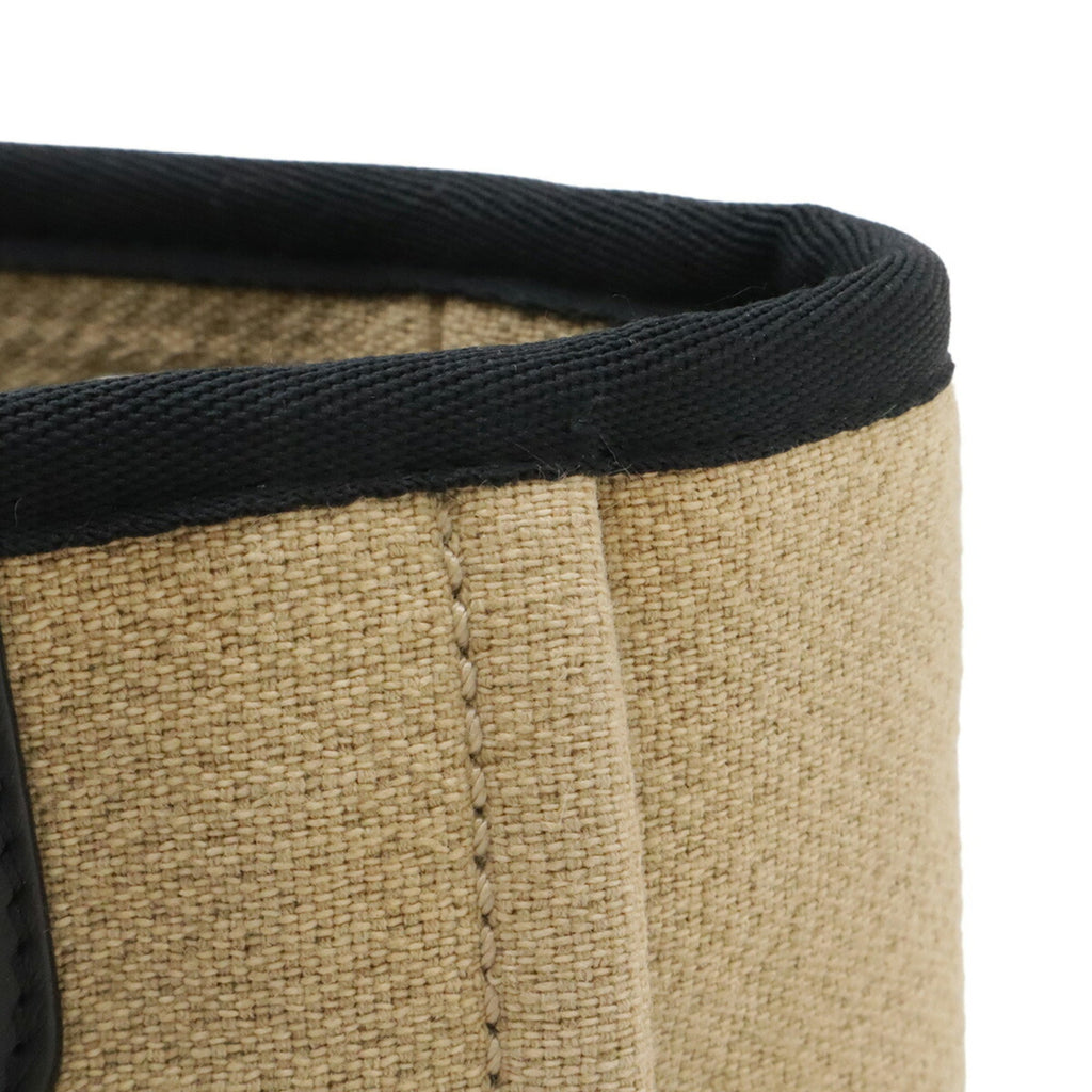 Chanel Beige Black Canvas Shoulder Bag Tote Bag