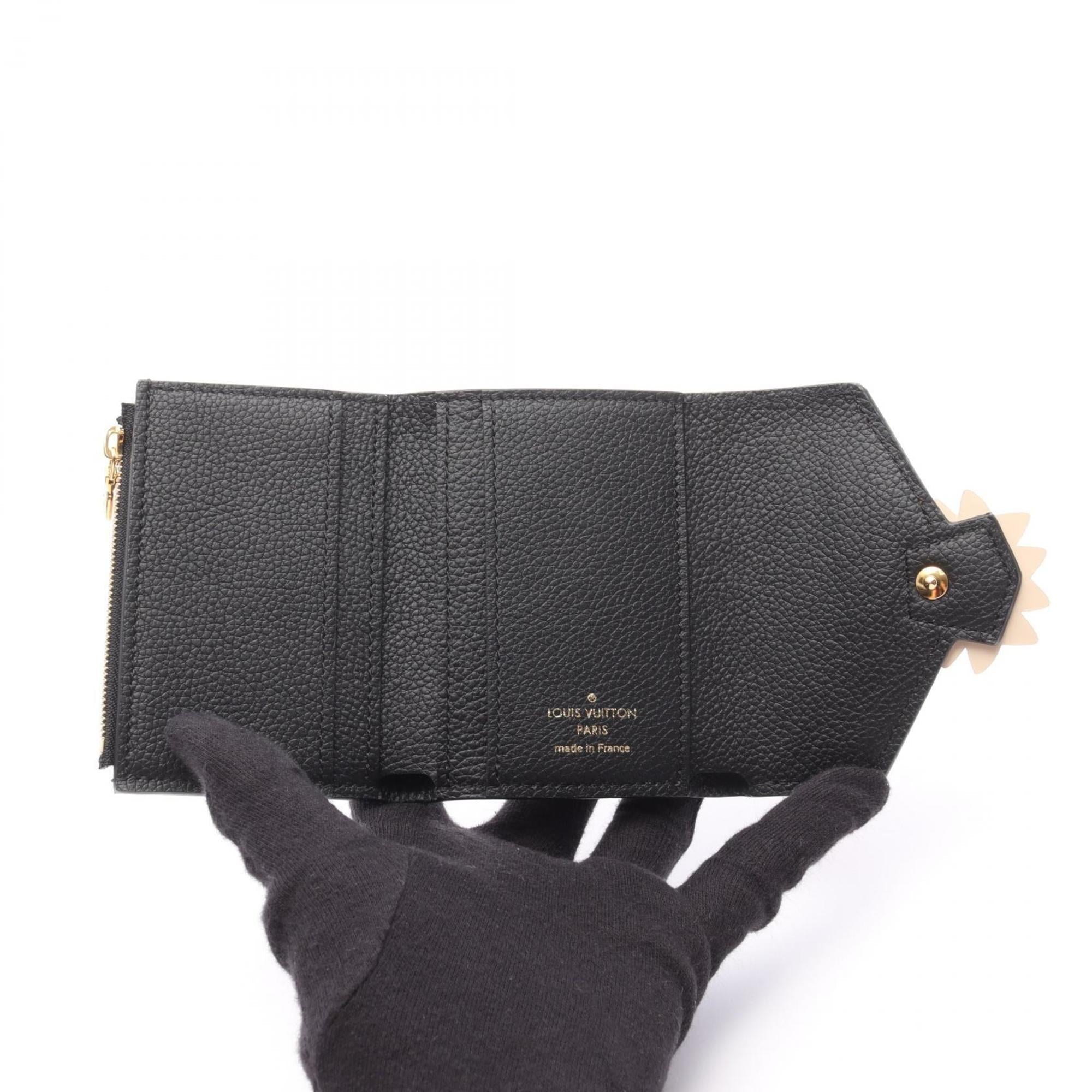Louis Vuitton Black Brown Monogram Empreinte Leather Wallet (Tri-Fold)