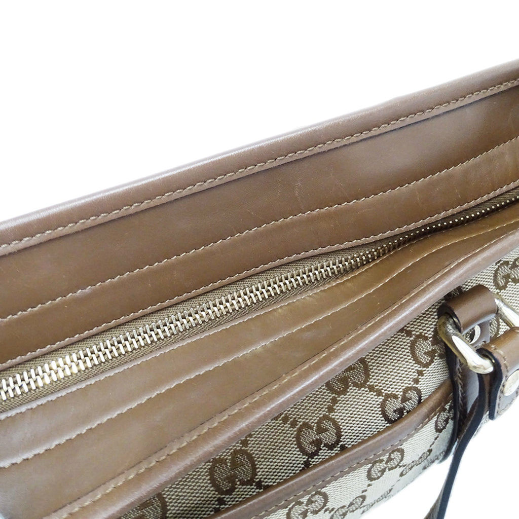 Gucci Beige Brown Gg Canvas Handbag Shoulder Bag Tote Bag (Pre-Owned)