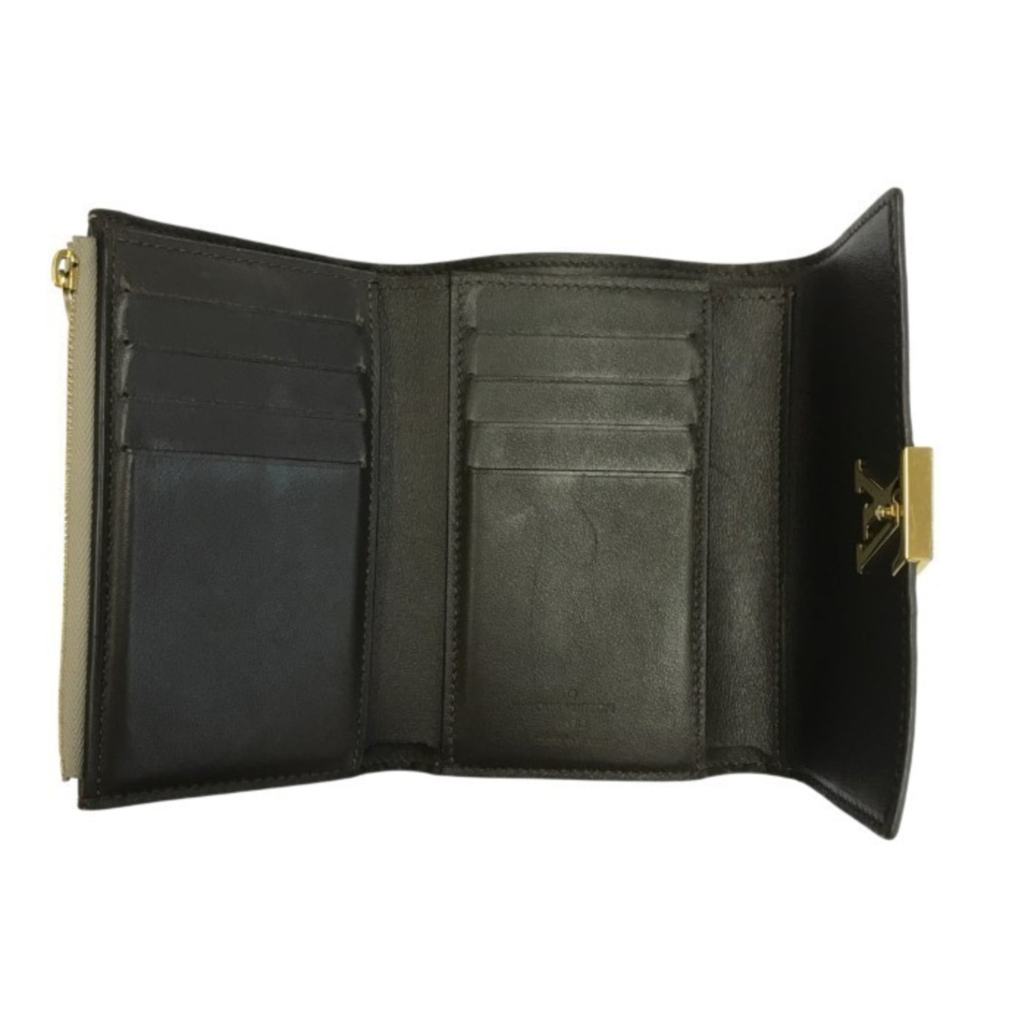 Louis Vuitton Beige Leather Wallet (Tri-Fold)