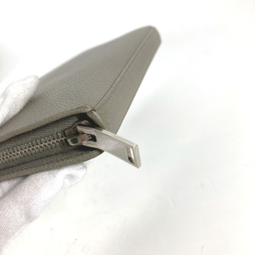 Saint Laurent Gray Leather Long Wallet (Bi-Fold) (Pre-Owned)