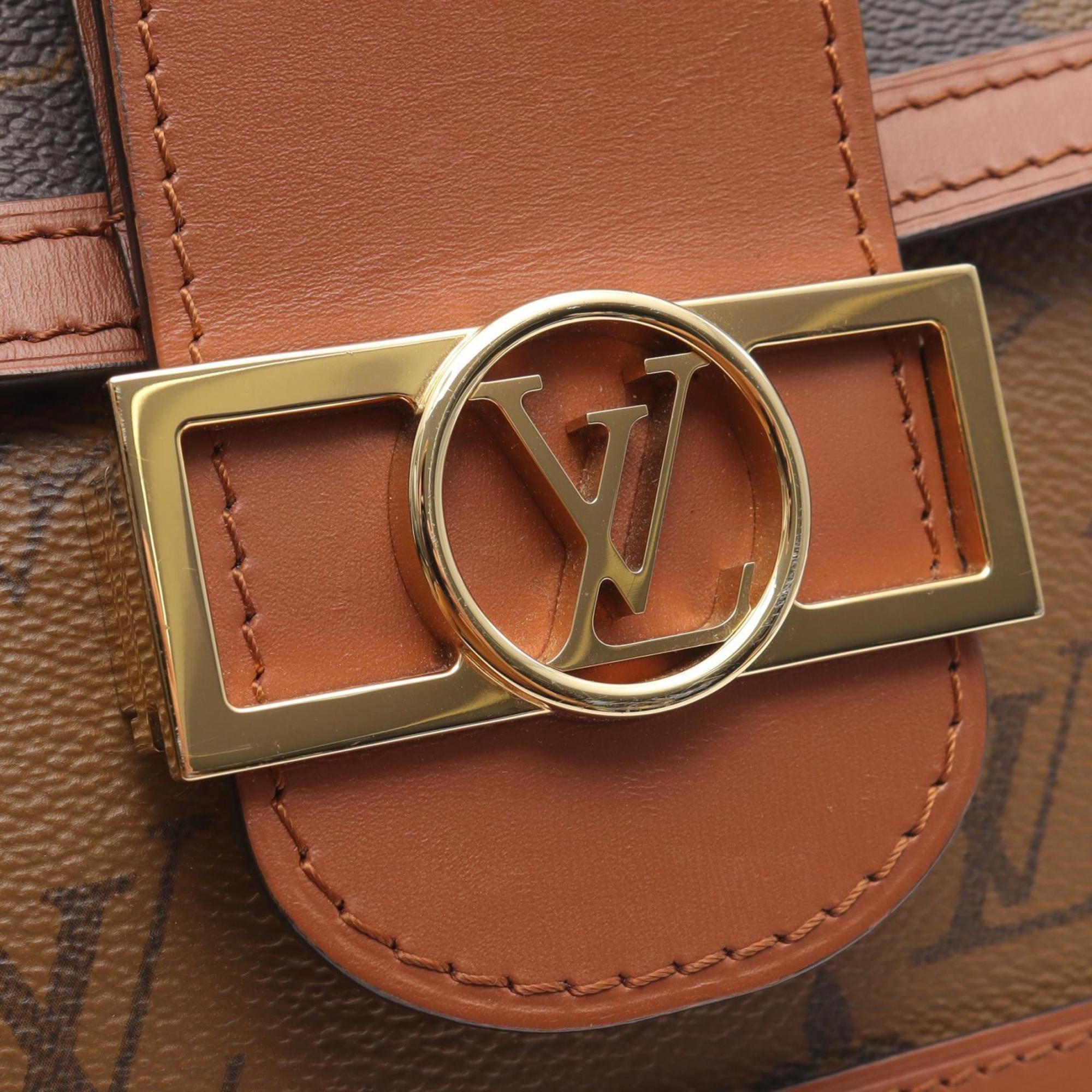 Louis Vuitton Beige Brown Coated Canvas Leather Shoulder Bag