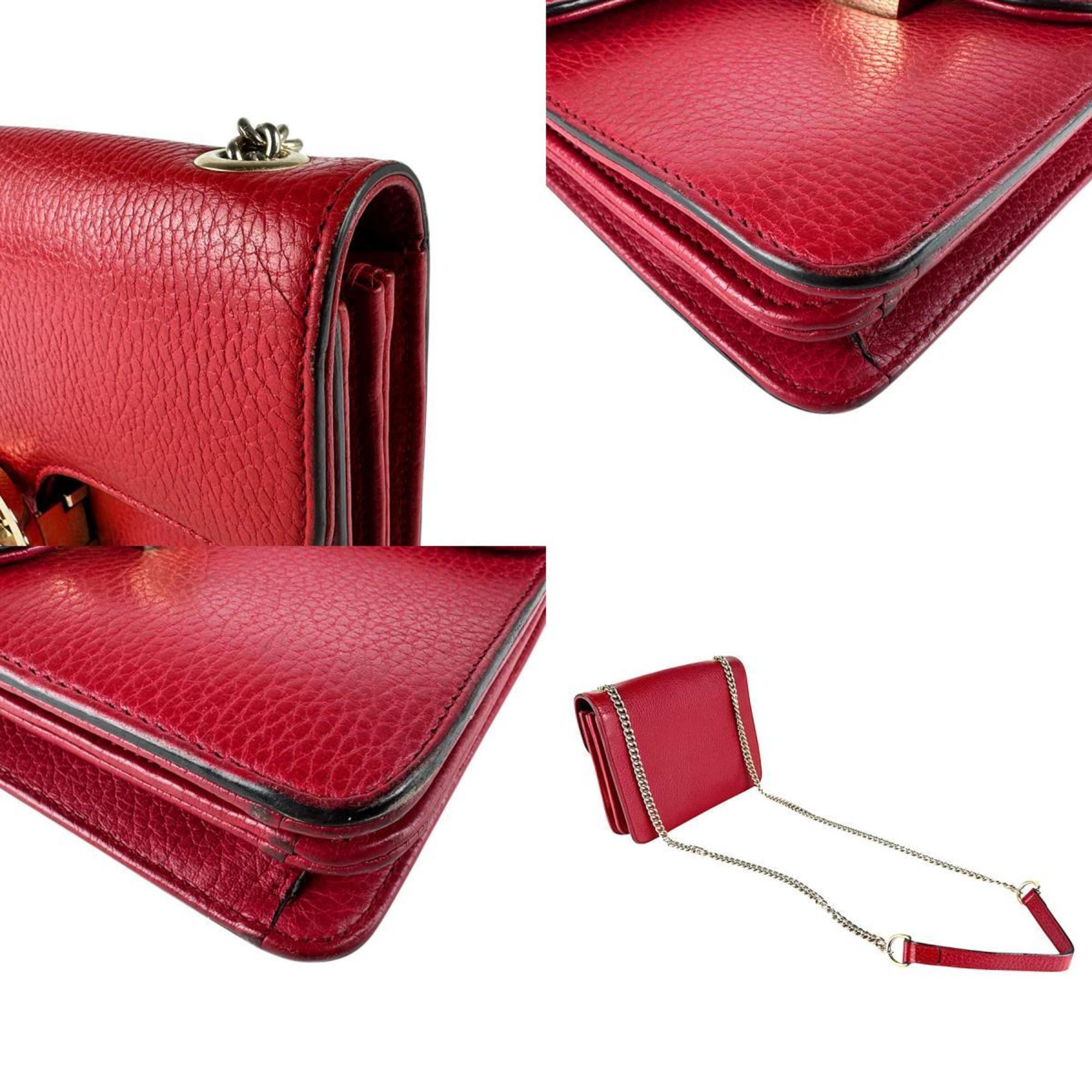Gucci Red Color Leather Shoulder Bag (Pre-Owned)
