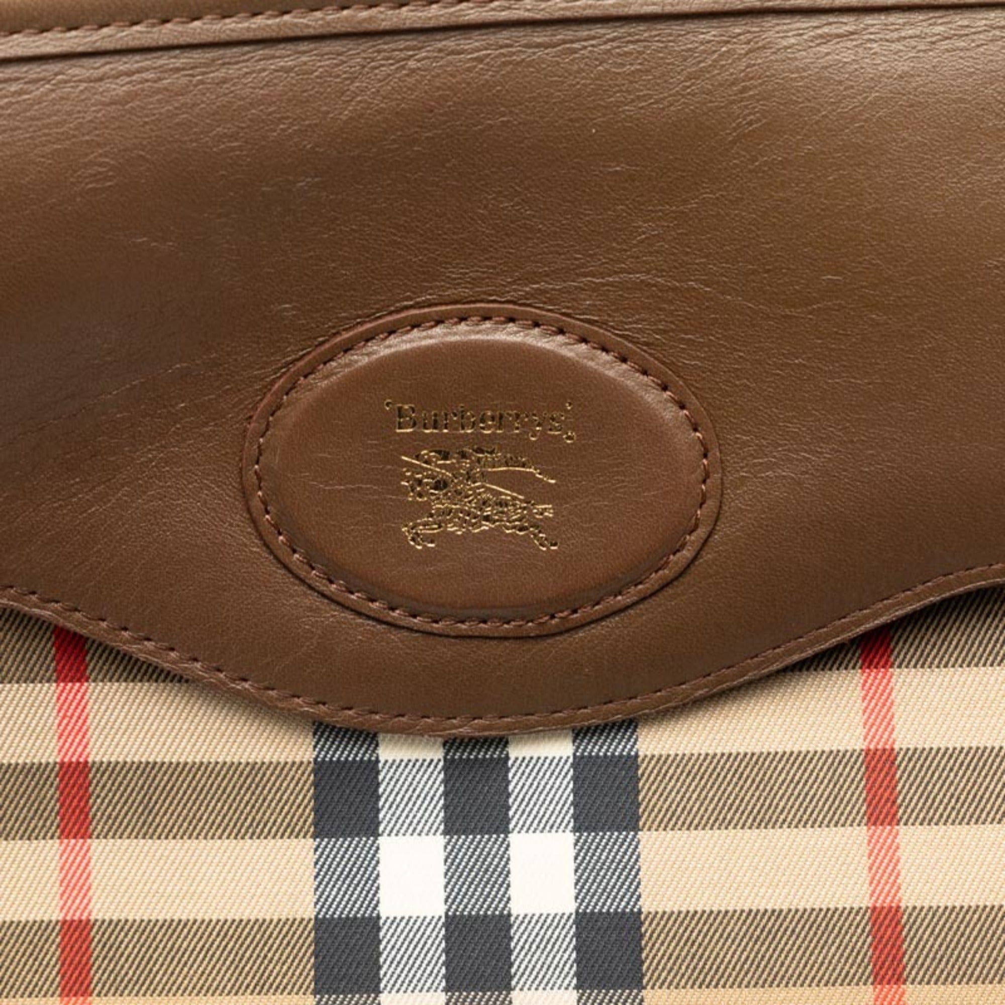 Burberry Beige Canvas Leather Clutch Bag
