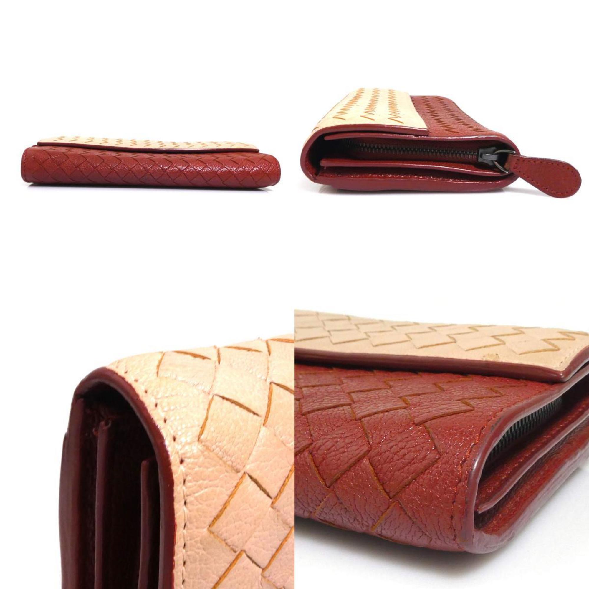 Bottega Veneta Beige Brown Leather Long Wallet (Bi-Fold)