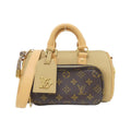 Louis Vuitton Beige Coated Canvas Leather Boston Bag