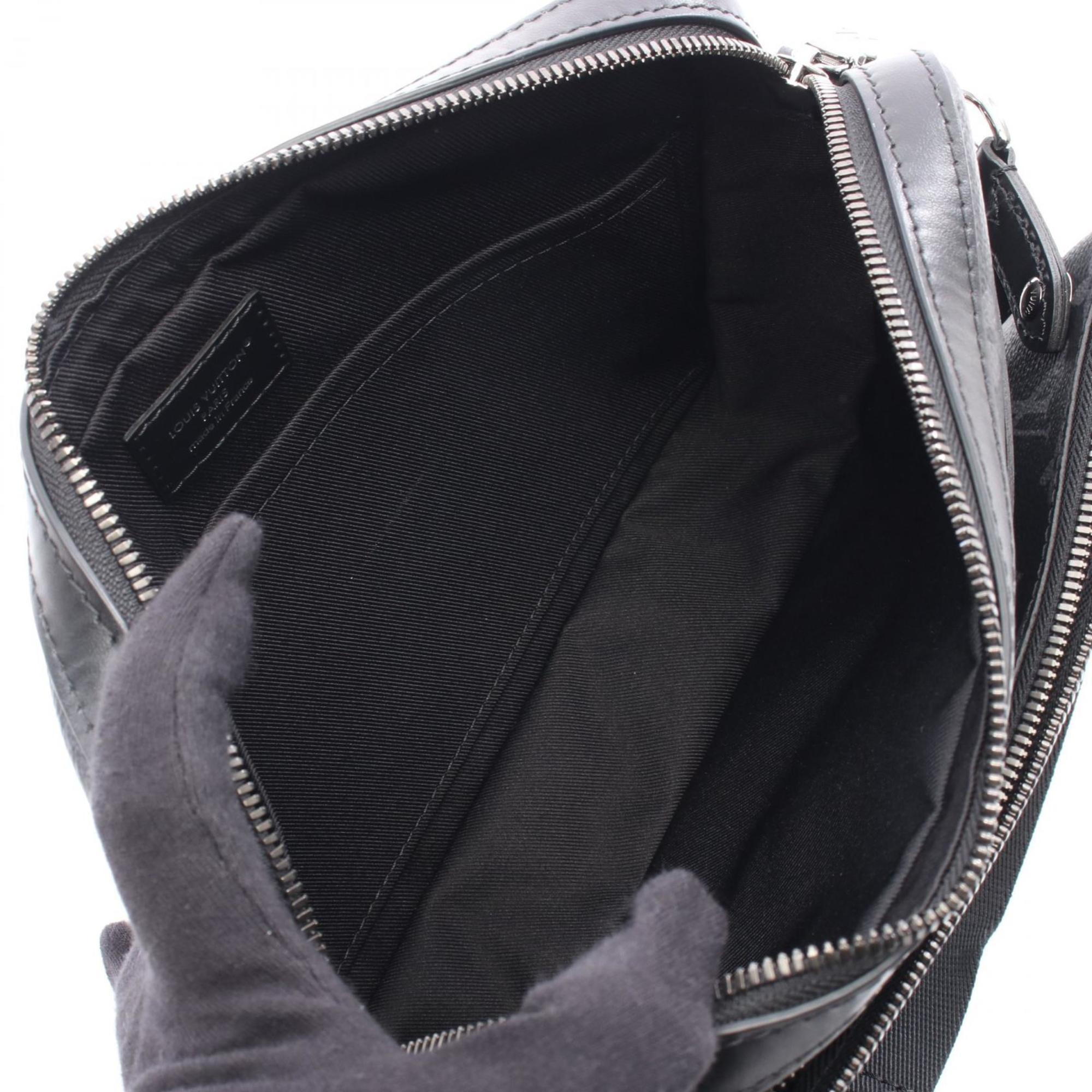 Louis Vuitton Black Gray Coated Canvas Leather Shoulder Bag