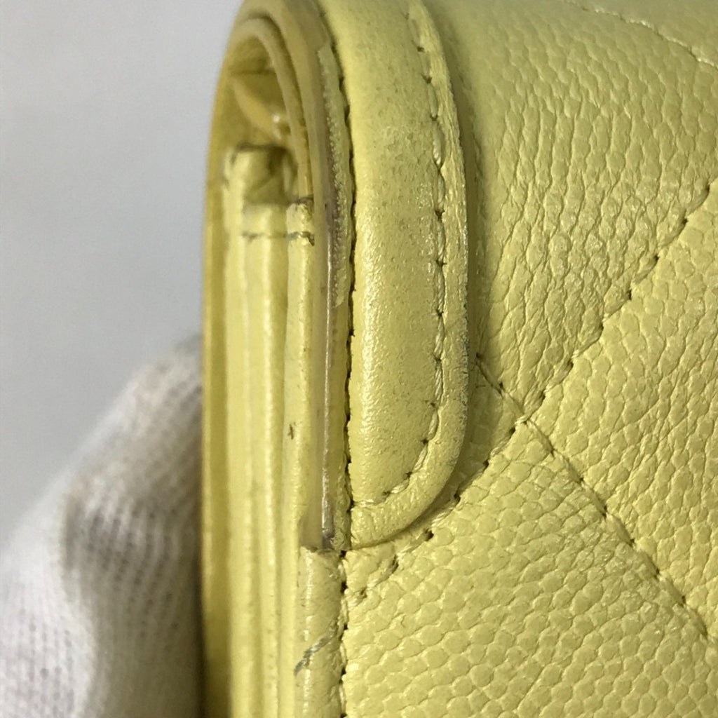 Chanel Yellow Leather Long Wallet (Bi-Fold)